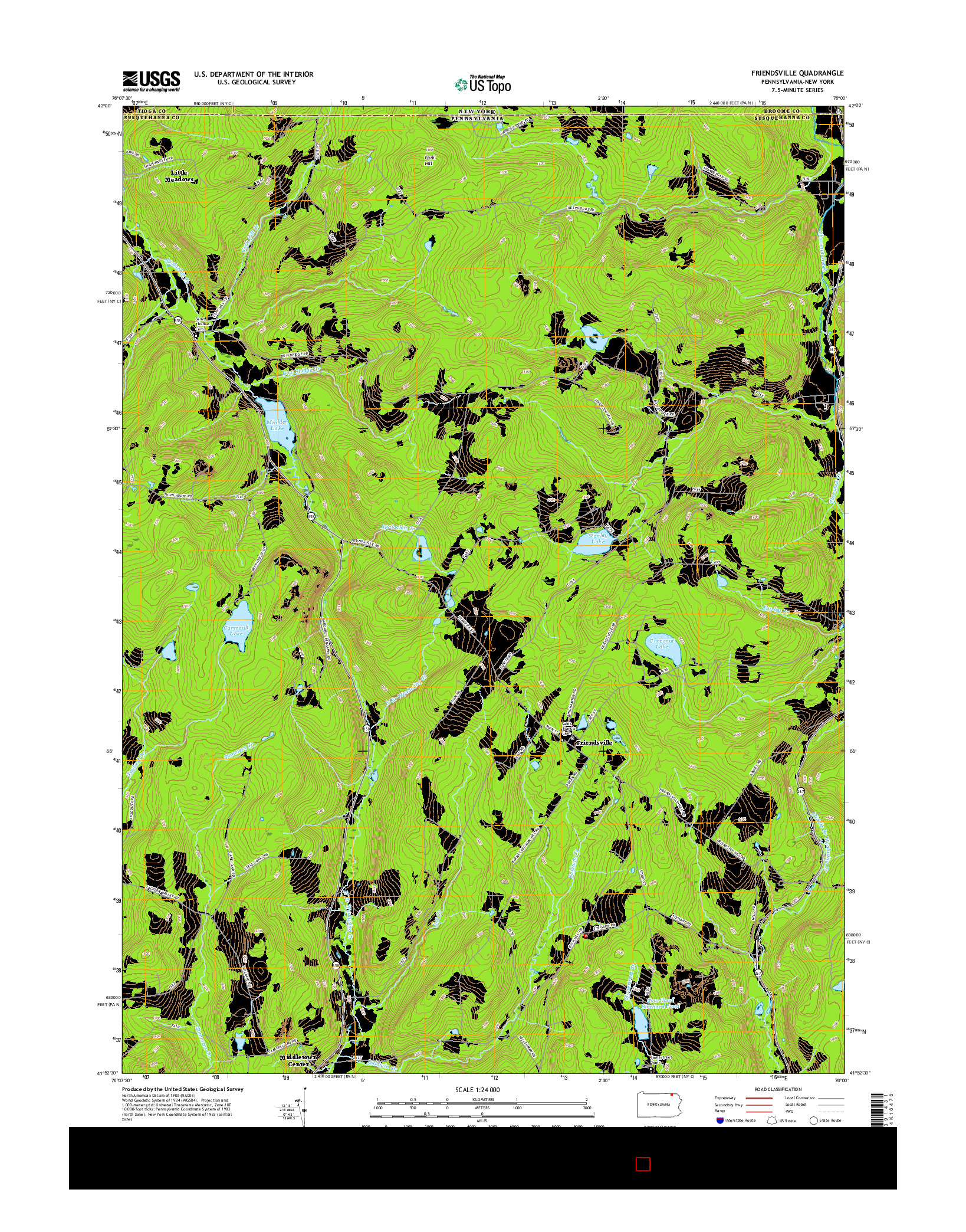 USGS US TOPO 7.5-MINUTE MAP FOR FRIENDSVILLE, PA-NY 2016