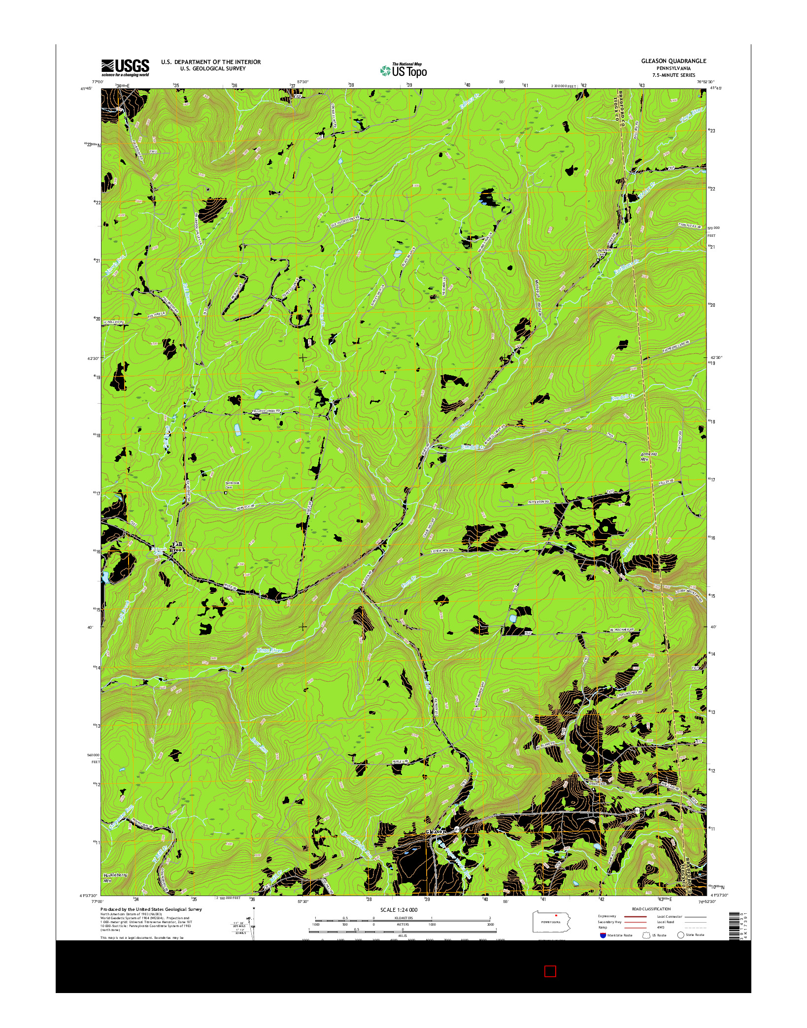 USGS US TOPO 7.5-MINUTE MAP FOR GLEASON, PA 2016