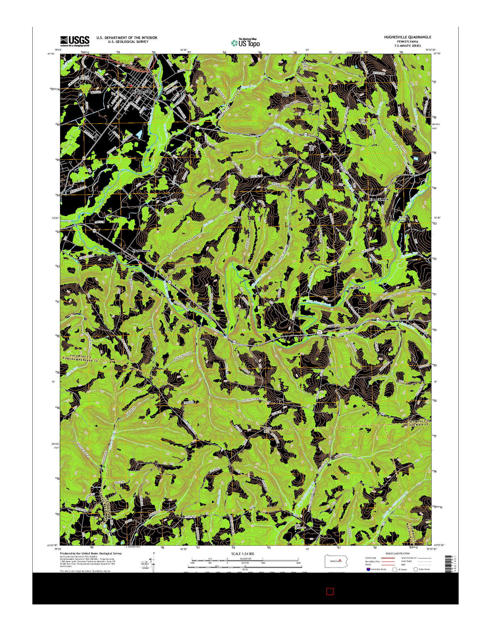 USGS US TOPO 7.5-MINUTE MAP FOR HUGHESVILLE, PA 2016