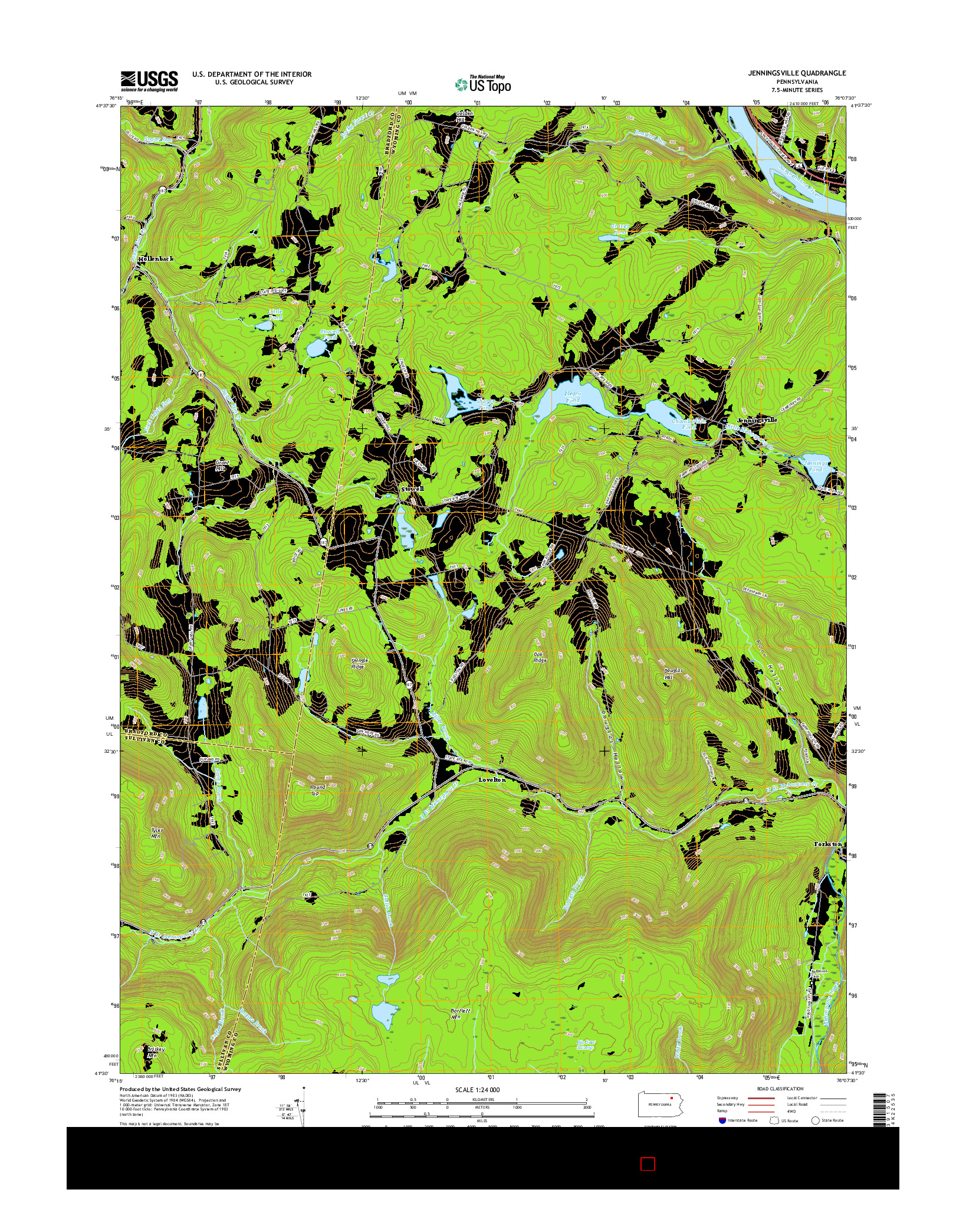 USGS US TOPO 7.5-MINUTE MAP FOR JENNINGSVILLE, PA 2016