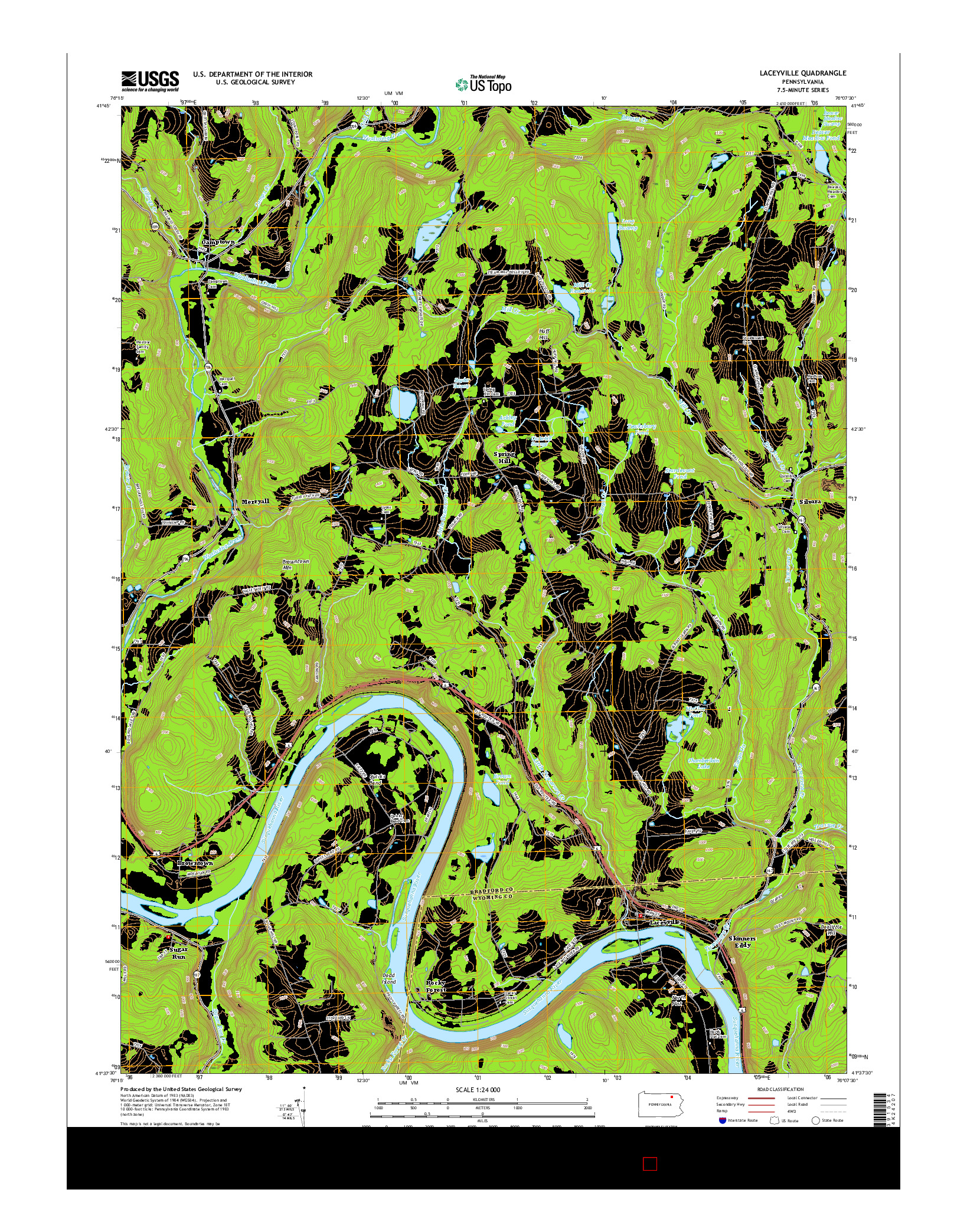 USGS US TOPO 7.5-MINUTE MAP FOR LACEYVILLE, PA 2016