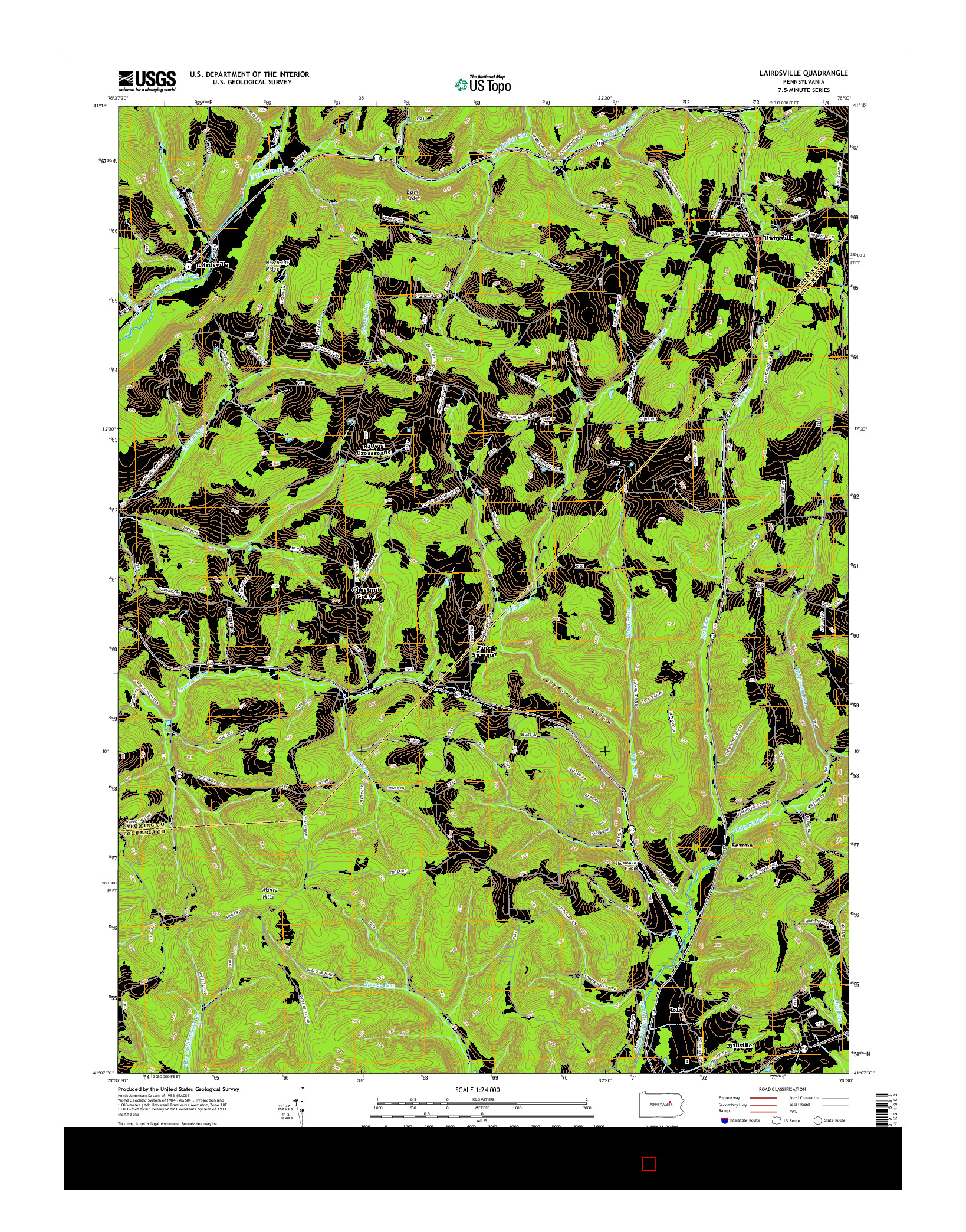 USGS US TOPO 7.5-MINUTE MAP FOR LAIRDSVILLE, PA 2016