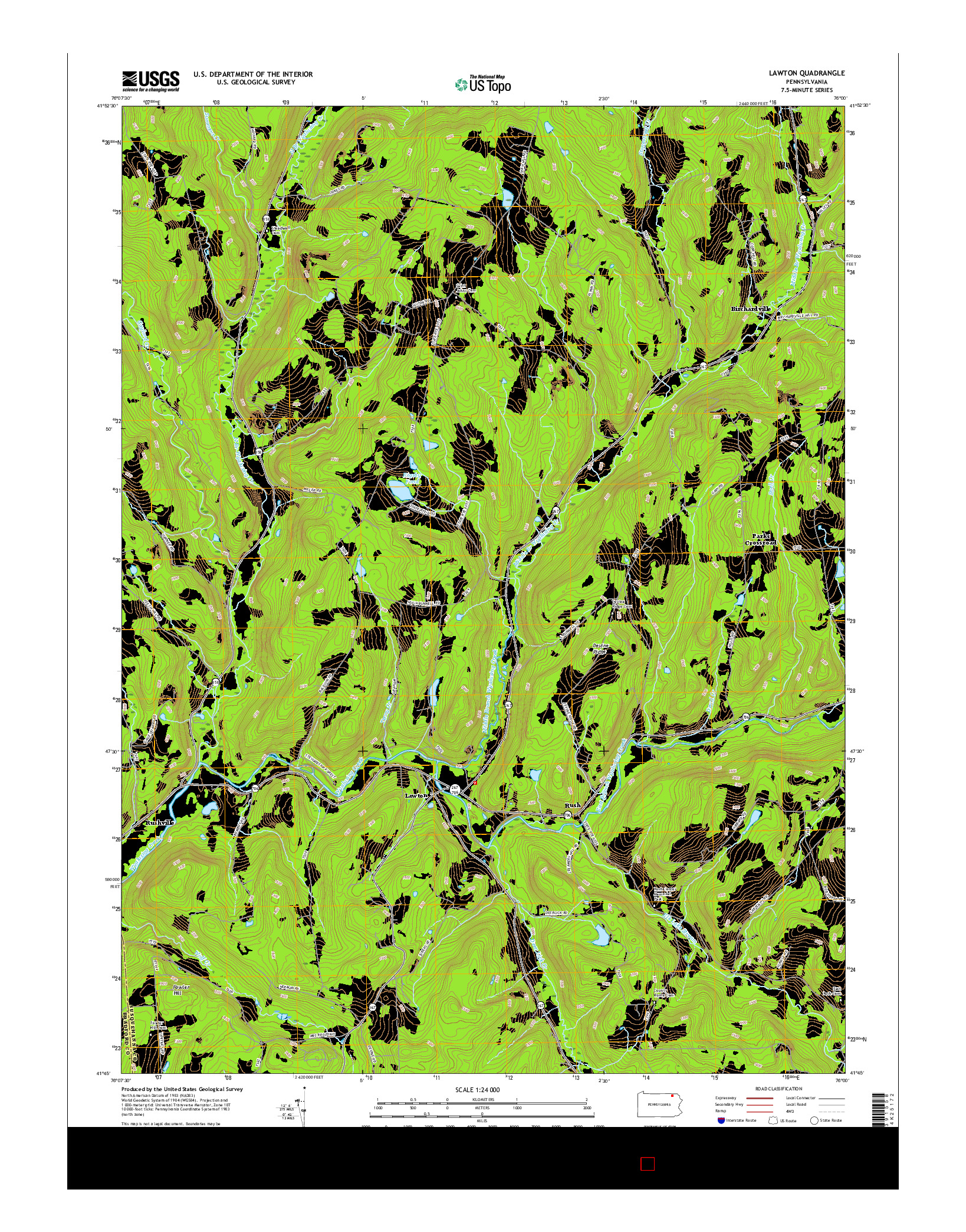 USGS US TOPO 7.5-MINUTE MAP FOR LAWTON, PA 2016