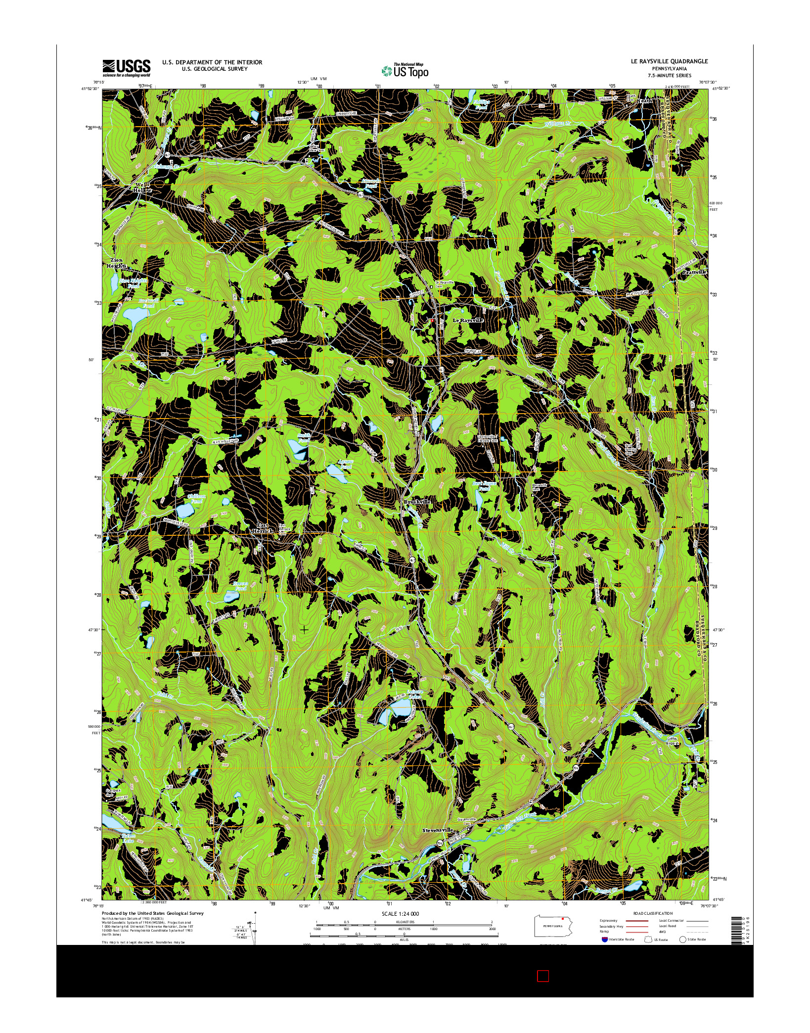 USGS US TOPO 7.5-MINUTE MAP FOR LE RAYSVILLE, PA 2016