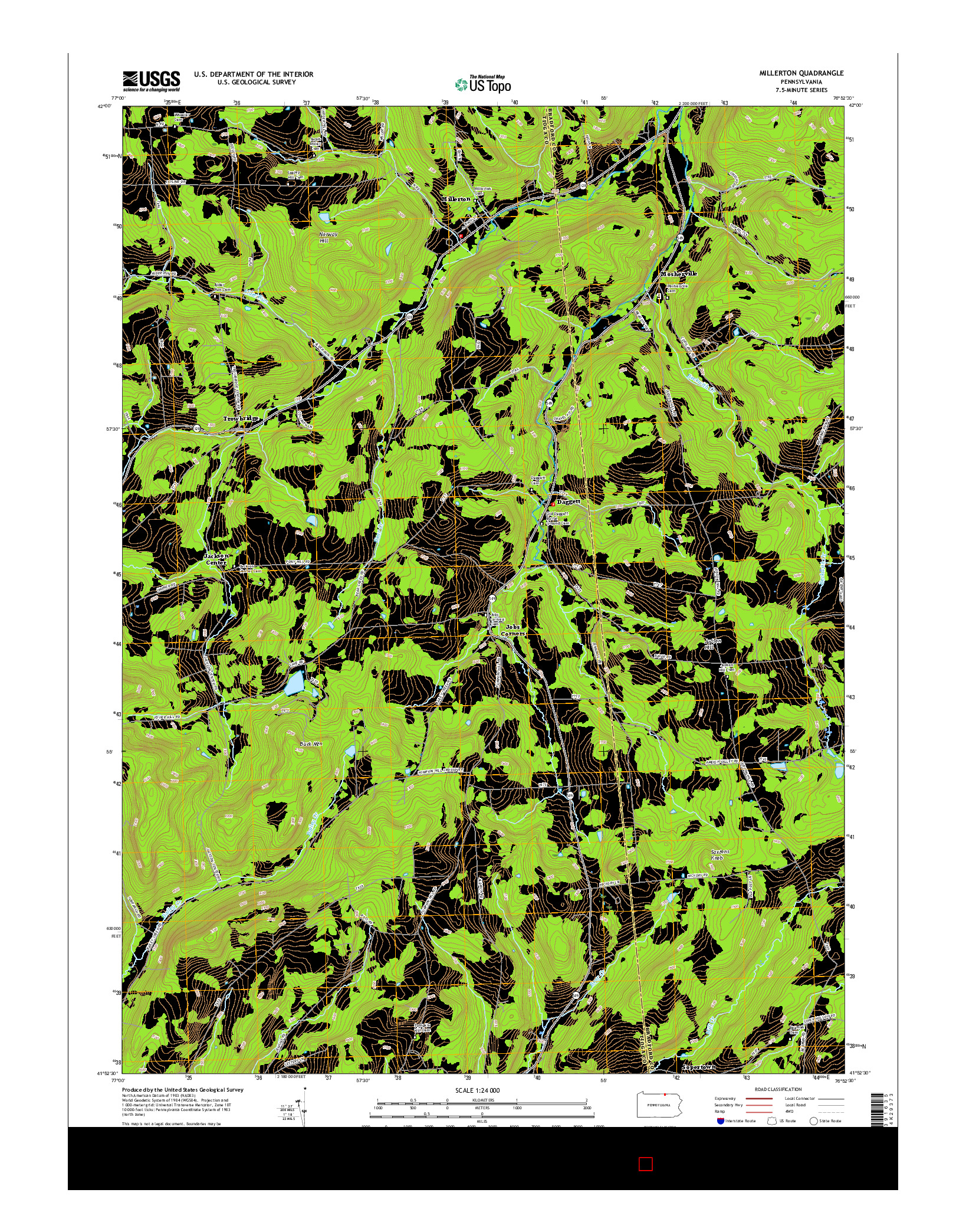 USGS US TOPO 7.5-MINUTE MAP FOR MILLERTON, PA 2016