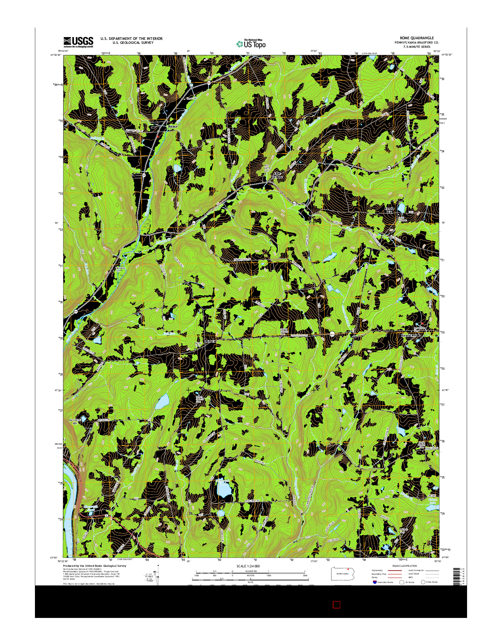 USGS US TOPO 7.5-MINUTE MAP FOR ROME, PA 2016