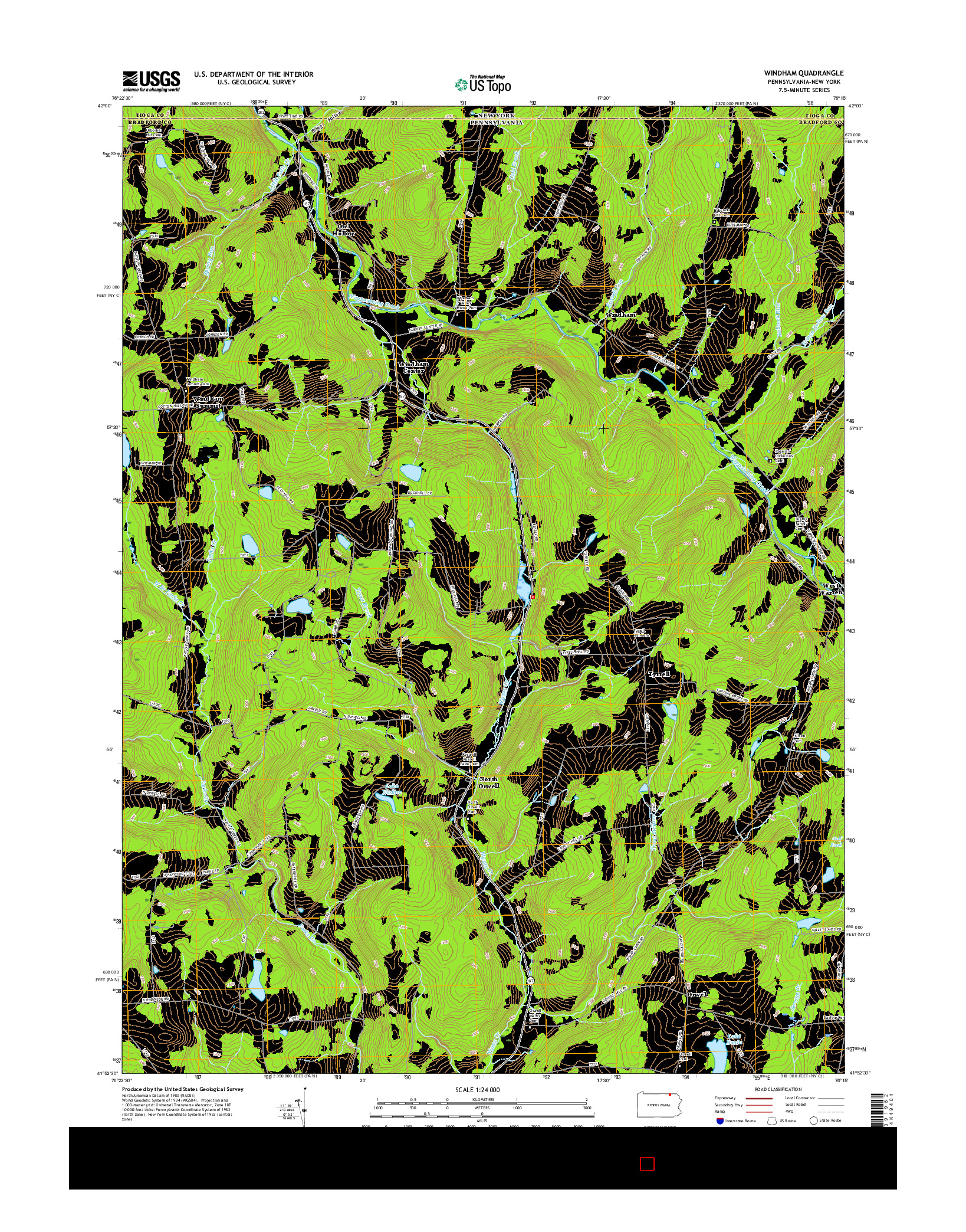 USGS US TOPO 7.5-MINUTE MAP FOR WINDHAM, PA-NY 2016
