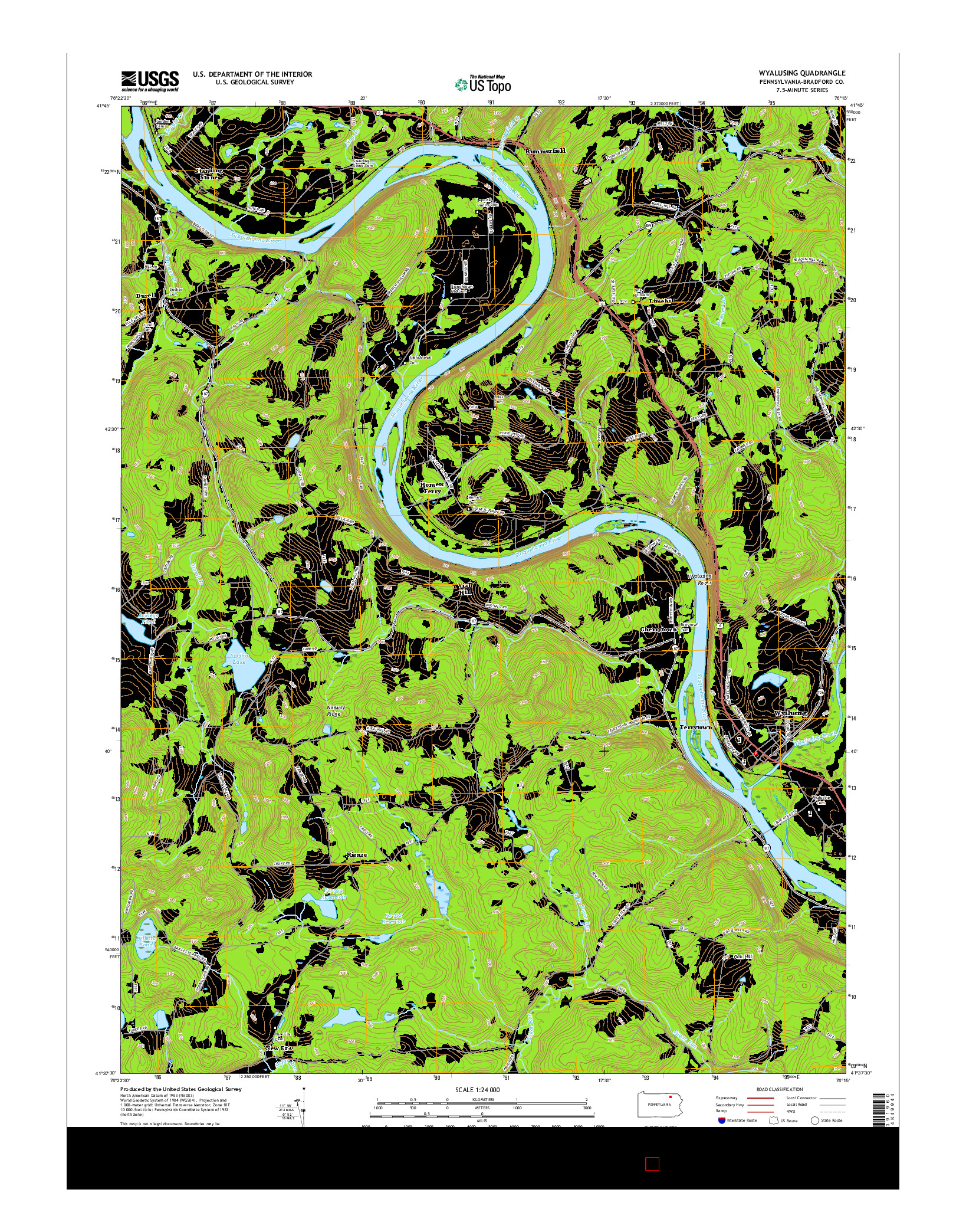 USGS US TOPO 7.5-MINUTE MAP FOR WYALUSING, PA 2016