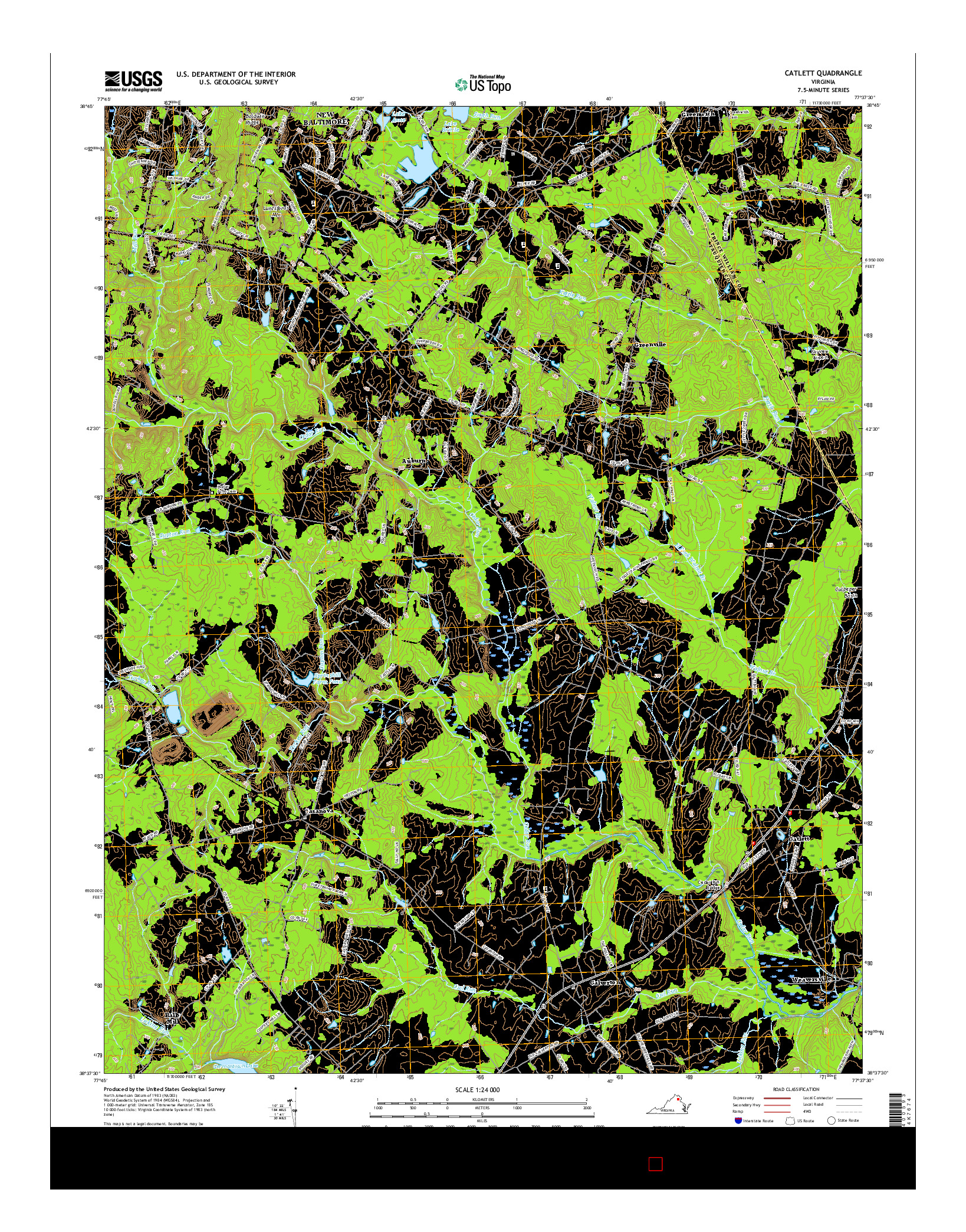 USGS US TOPO 7.5-MINUTE MAP FOR CATLETT, VA 2016