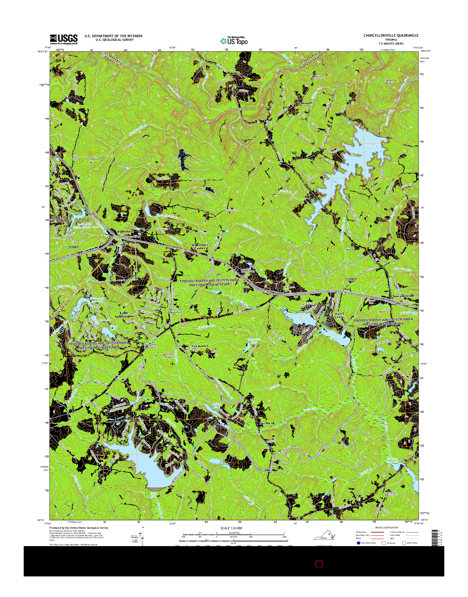 USGS US TOPO 7.5-MINUTE MAP FOR CHANCELLORSVILLE, VA 2016