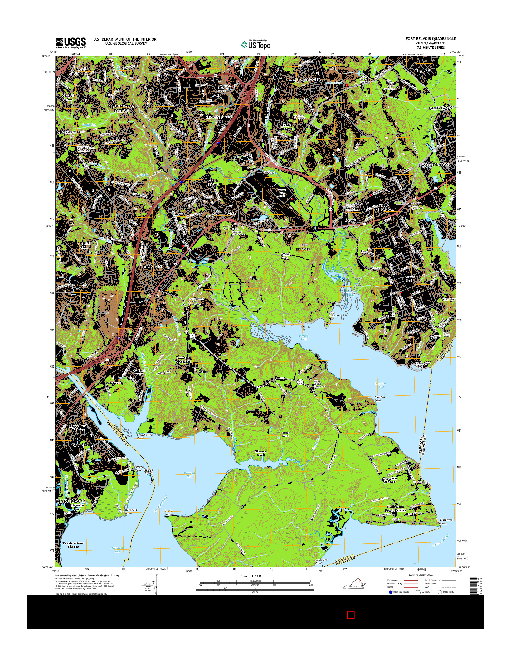 USGS US TOPO 7.5-MINUTE MAP FOR FORT BELVOIR, VA-MD 2016