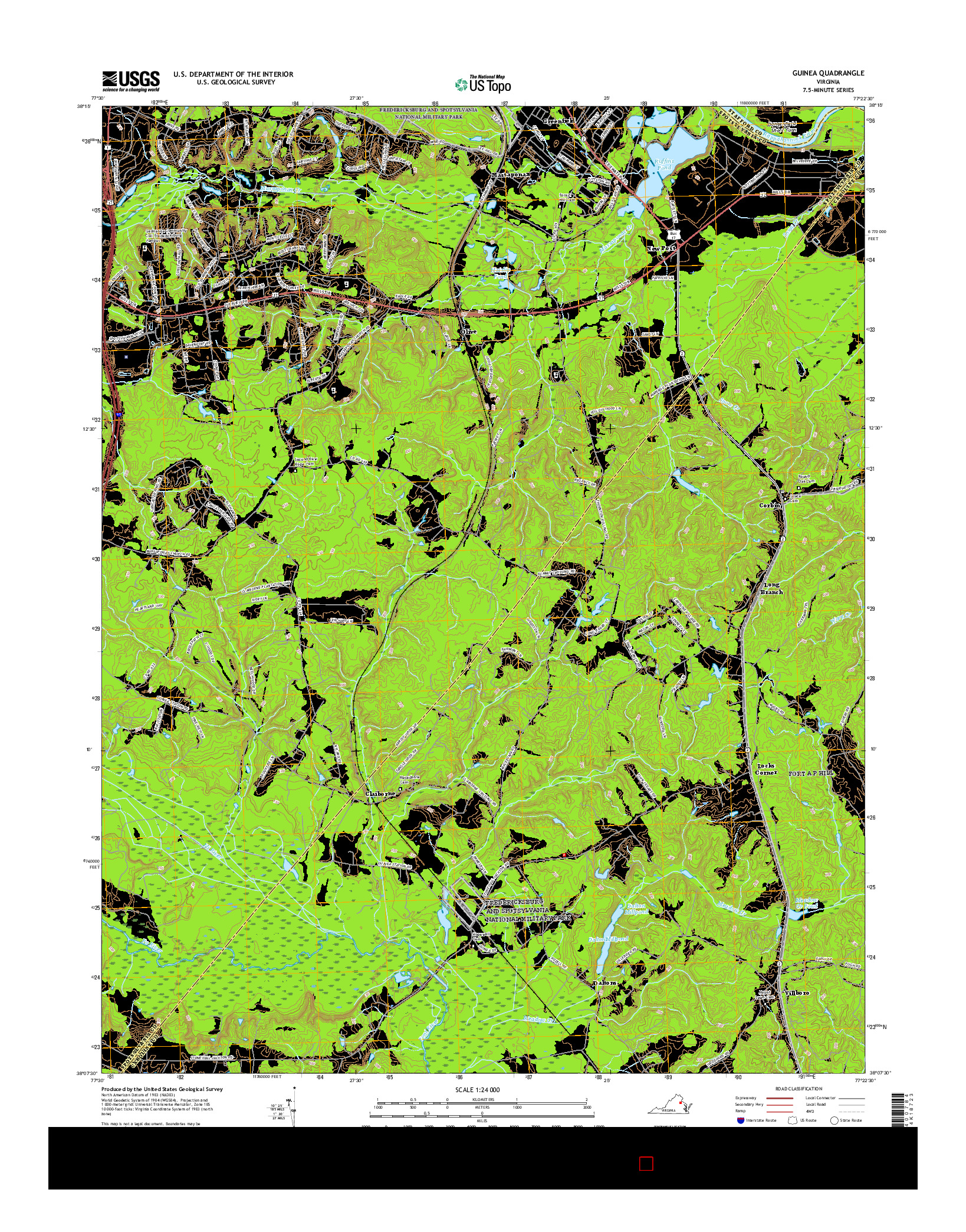 USGS US TOPO 7.5-MINUTE MAP FOR GUINEA, VA 2016