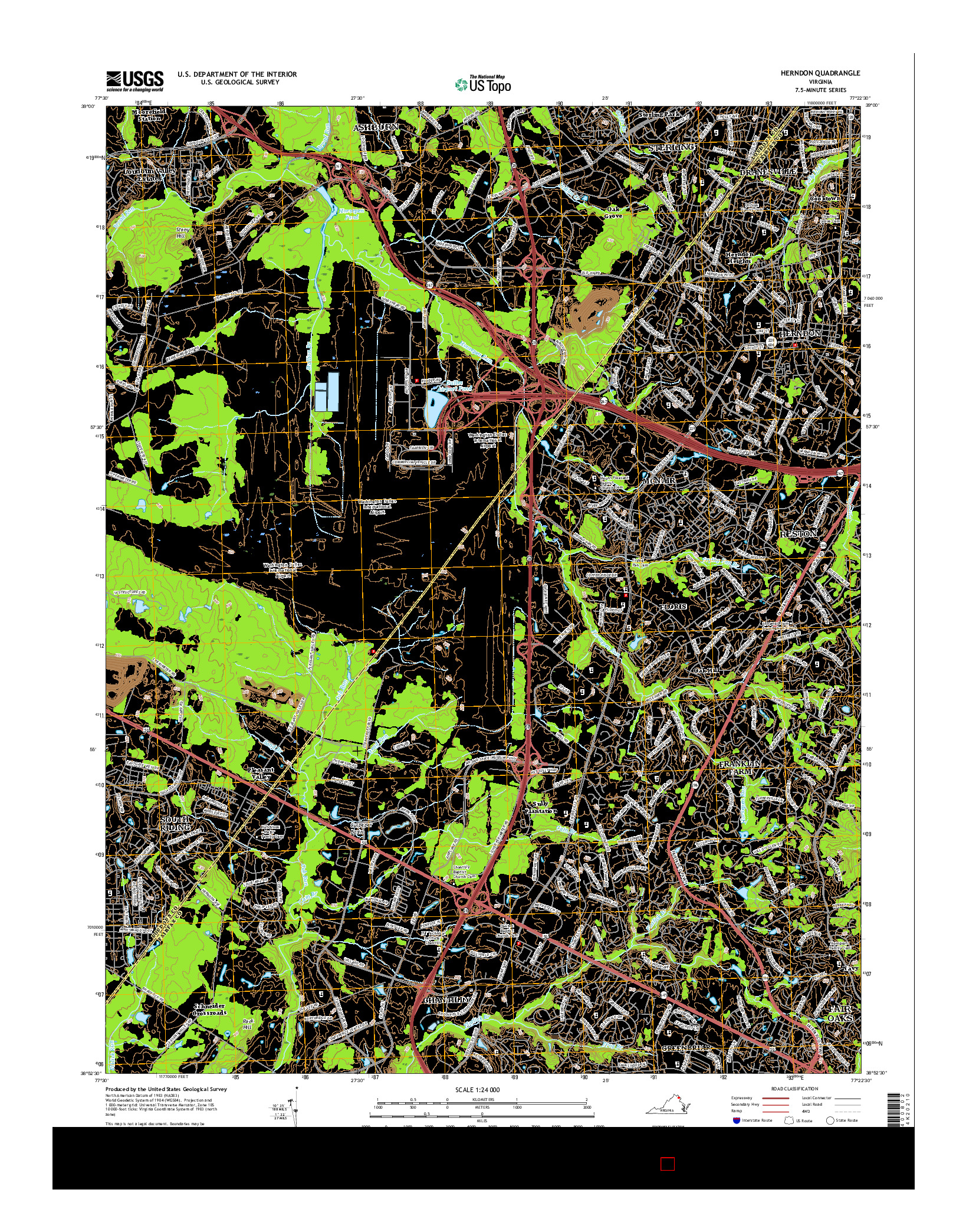 USGS US TOPO 7.5-MINUTE MAP FOR HERNDON, VA 2016