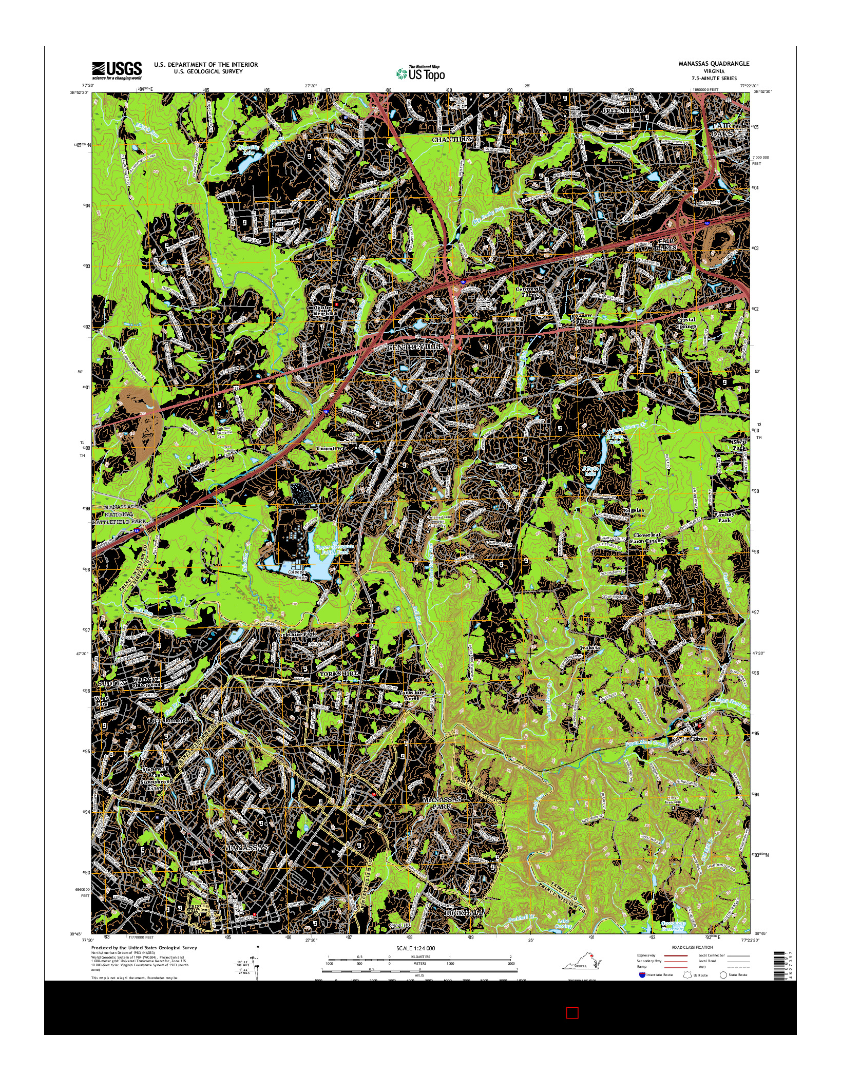 USGS US TOPO 7.5-MINUTE MAP FOR MANASSAS, VA 2016