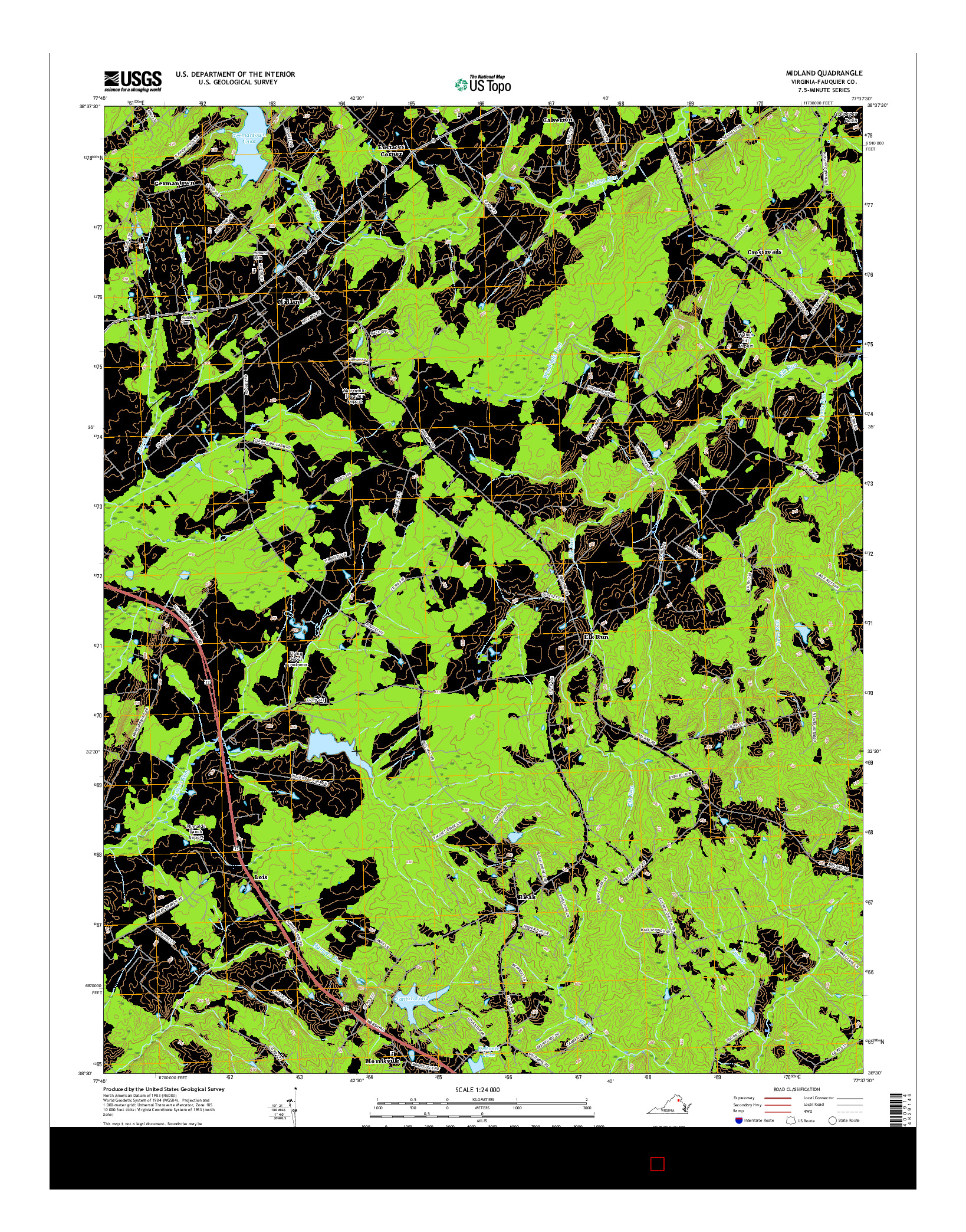 USGS US TOPO 7.5-MINUTE MAP FOR MIDLAND, VA 2016