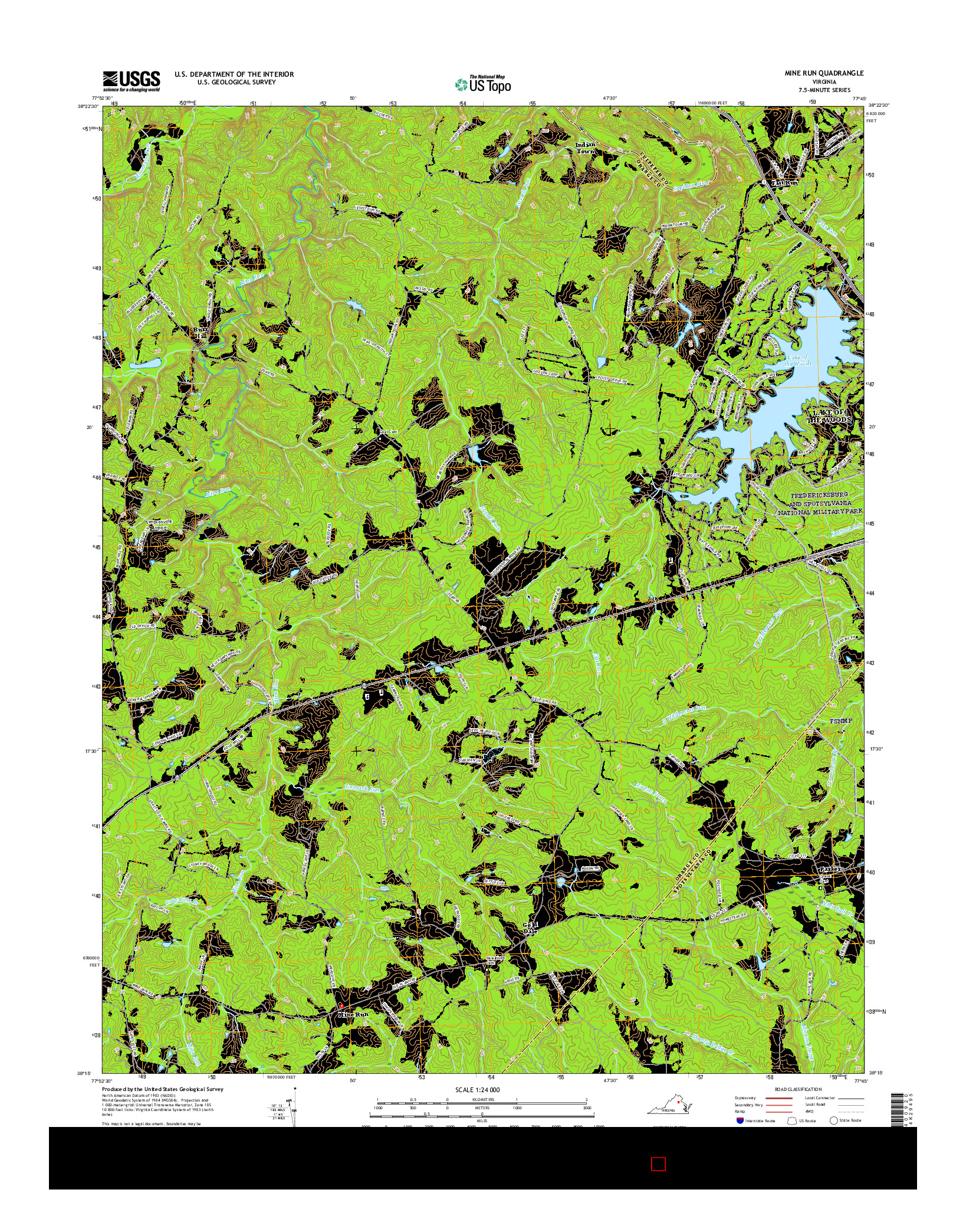 USGS US TOPO 7.5-MINUTE MAP FOR MINE RUN, VA 2016