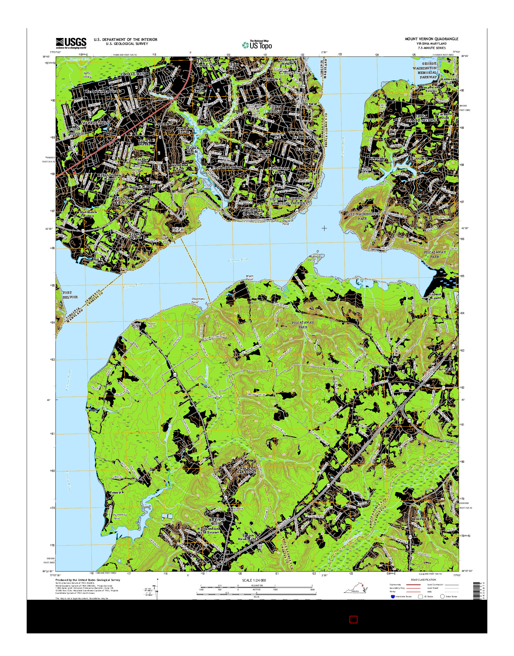 USGS US TOPO 7.5-MINUTE MAP FOR MOUNT VERNON, VA-MD 2016