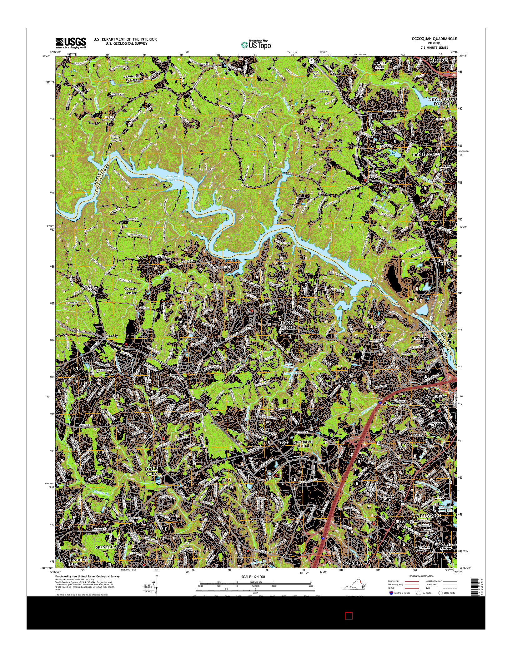 USGS US TOPO 7.5-MINUTE MAP FOR OCCOQUAN, VA 2016