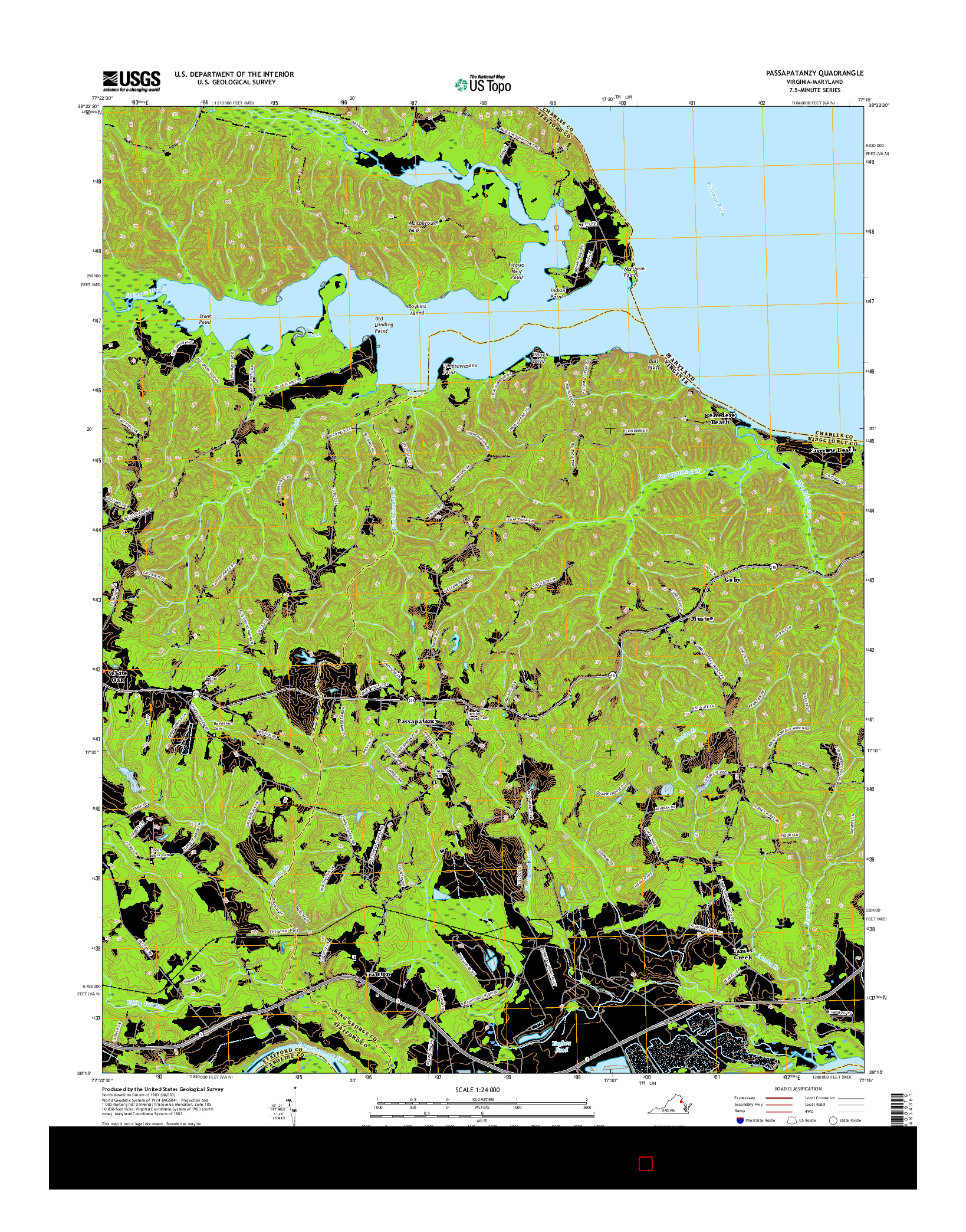 USGS US TOPO 7.5-MINUTE MAP FOR PASSAPATANZY, VA-MD 2016
