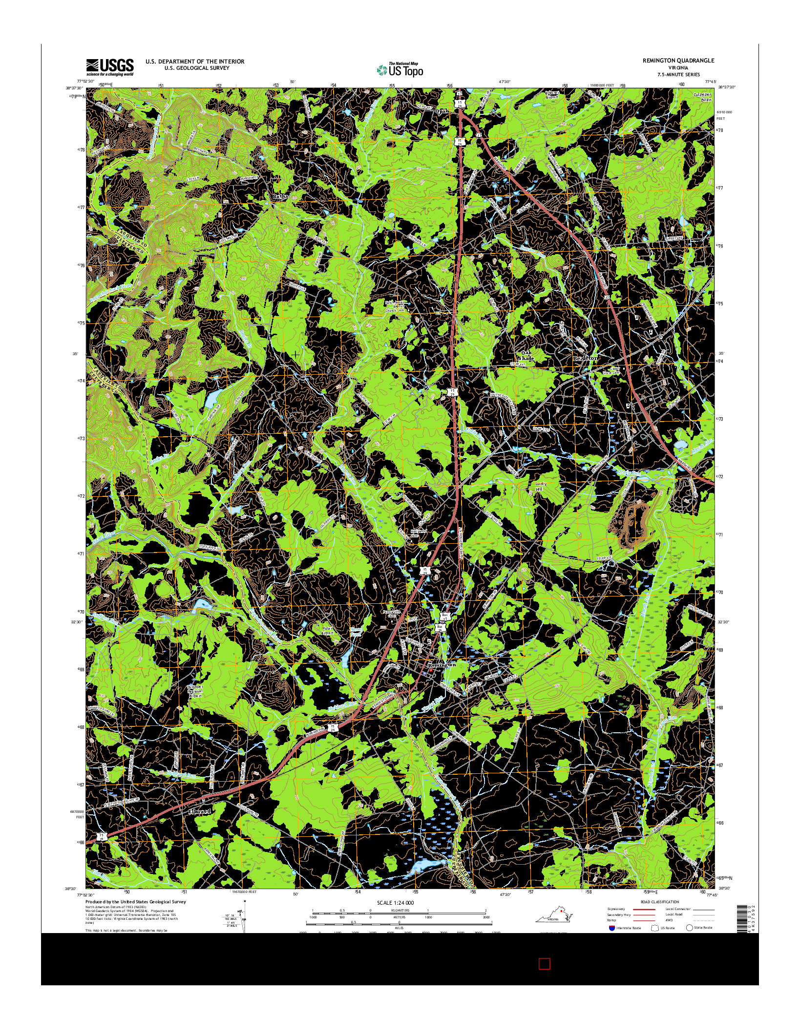 USGS US TOPO 7.5-MINUTE MAP FOR REMINGTON, VA 2016