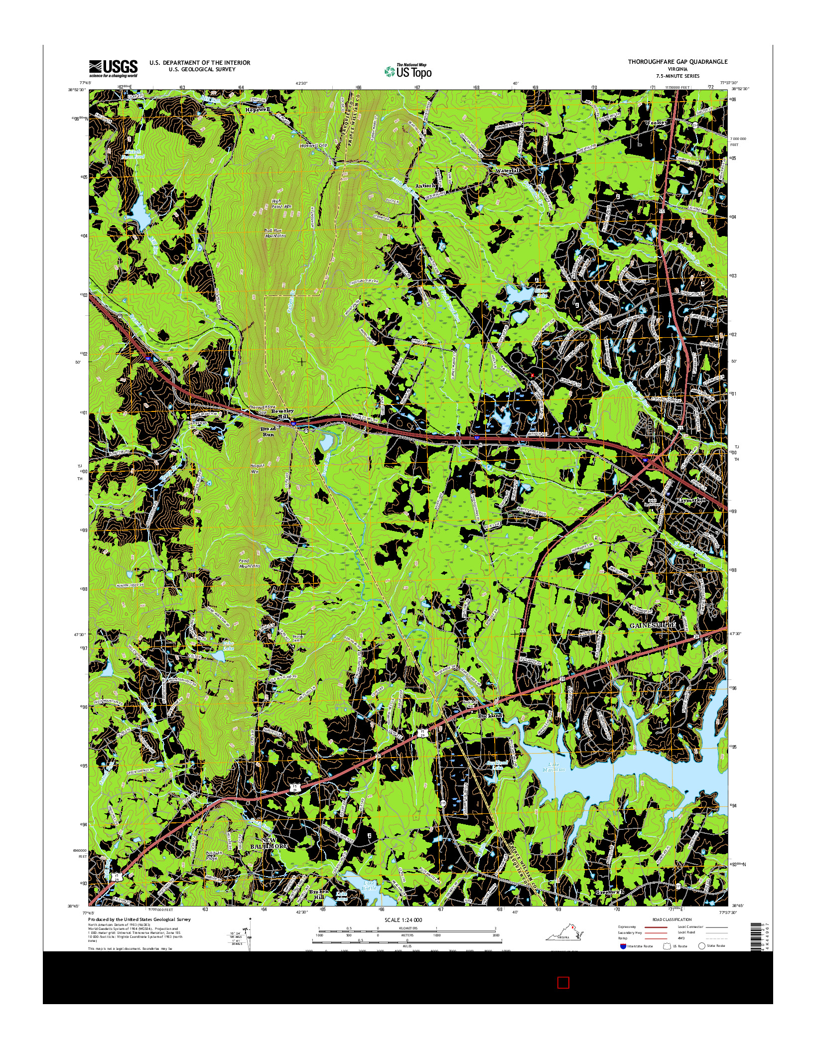 USGS US TOPO 7.5-MINUTE MAP FOR THOROUGHFARE GAP, VA 2016