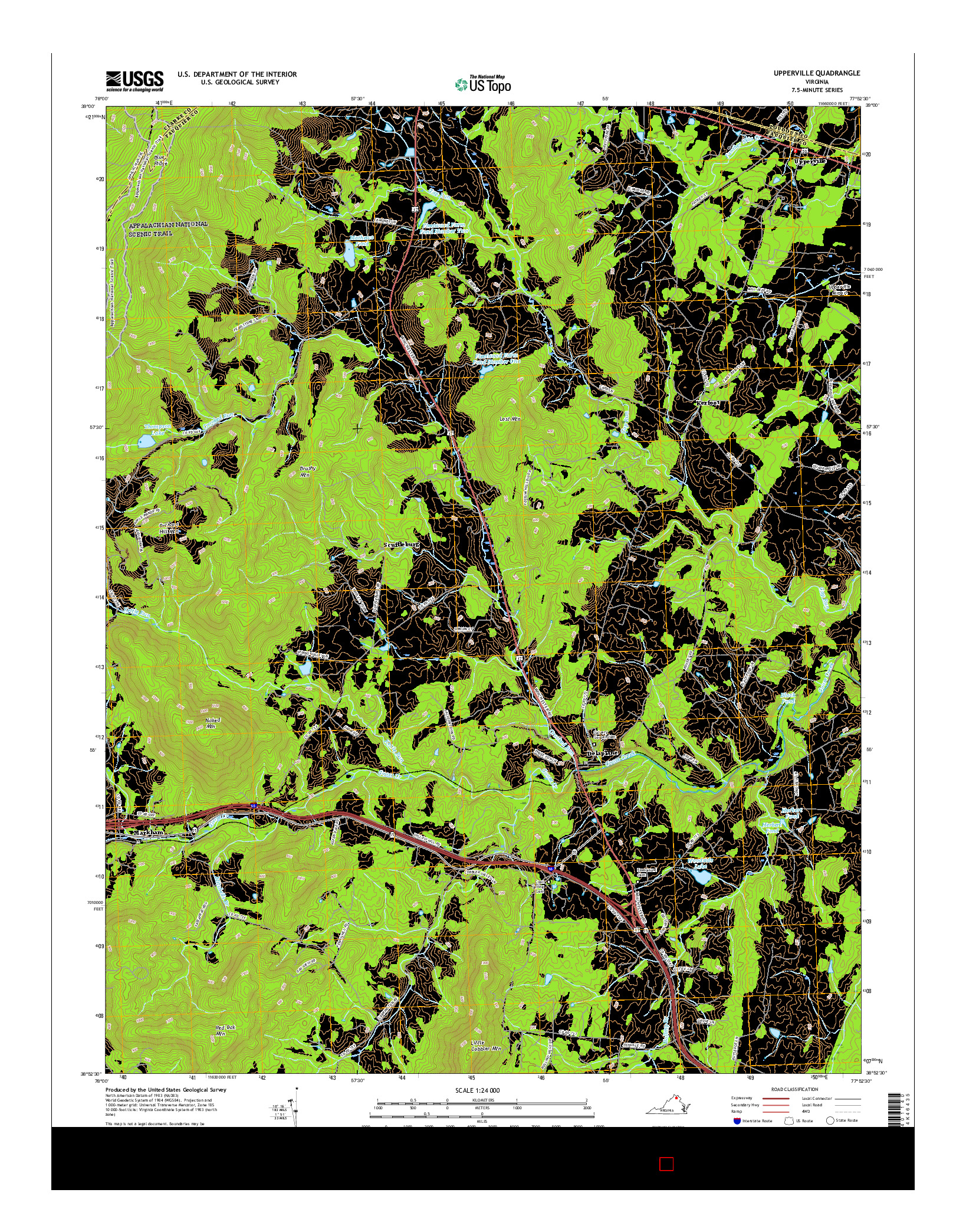USGS US TOPO 7.5-MINUTE MAP FOR UPPERVILLE, VA 2016