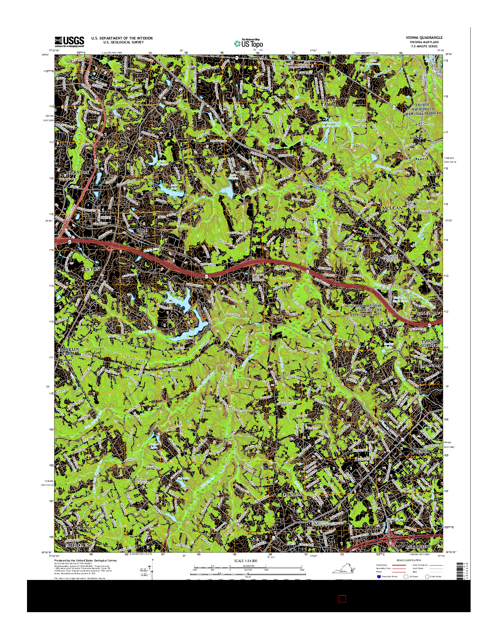 USGS US TOPO 7.5-MINUTE MAP FOR VIENNA, VA-MD 2016