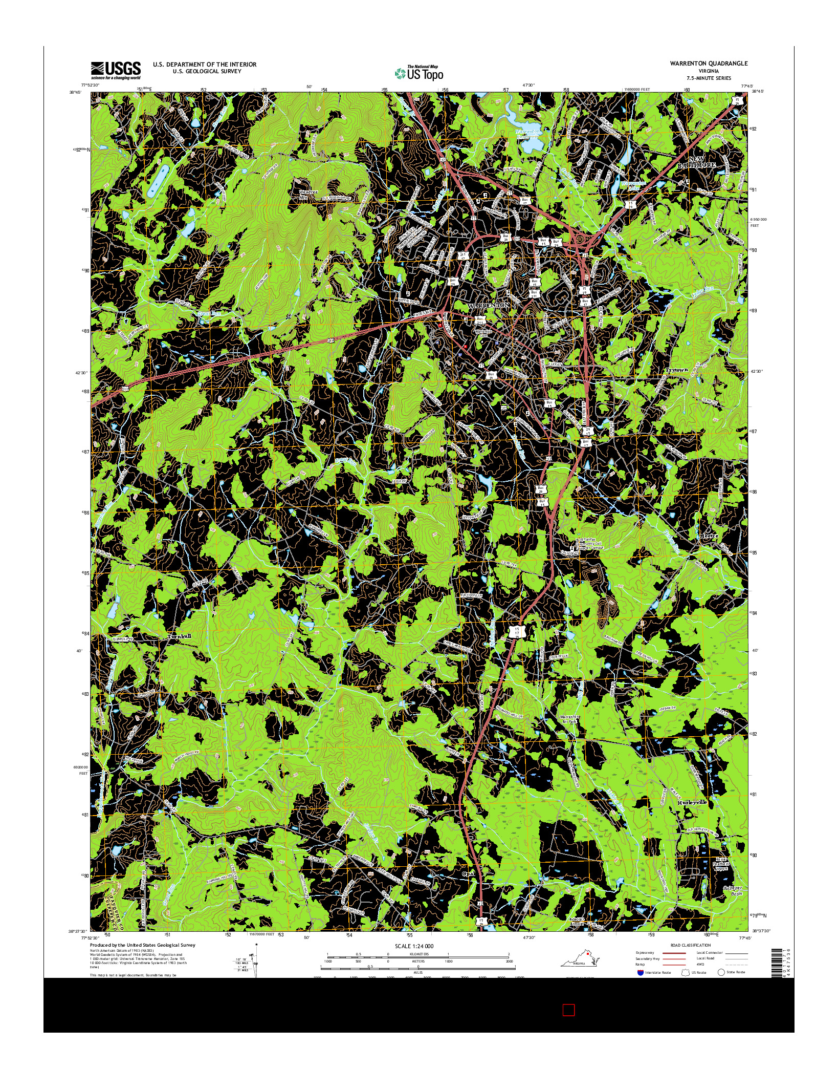 USGS US TOPO 7.5-MINUTE MAP FOR WARRENTON, VA 2016