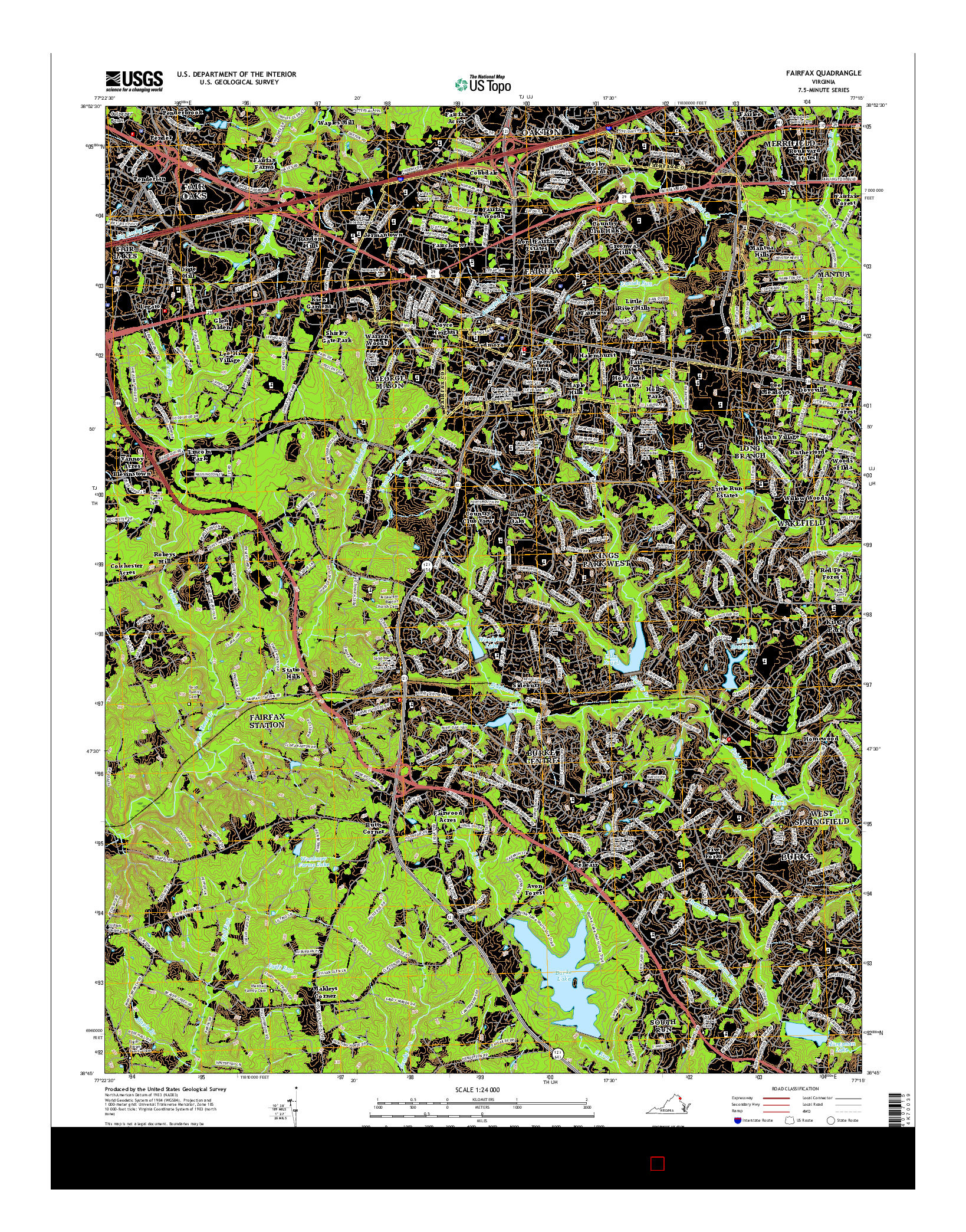 USGS US TOPO 7.5-MINUTE MAP FOR FAIRFAX, VA 2016