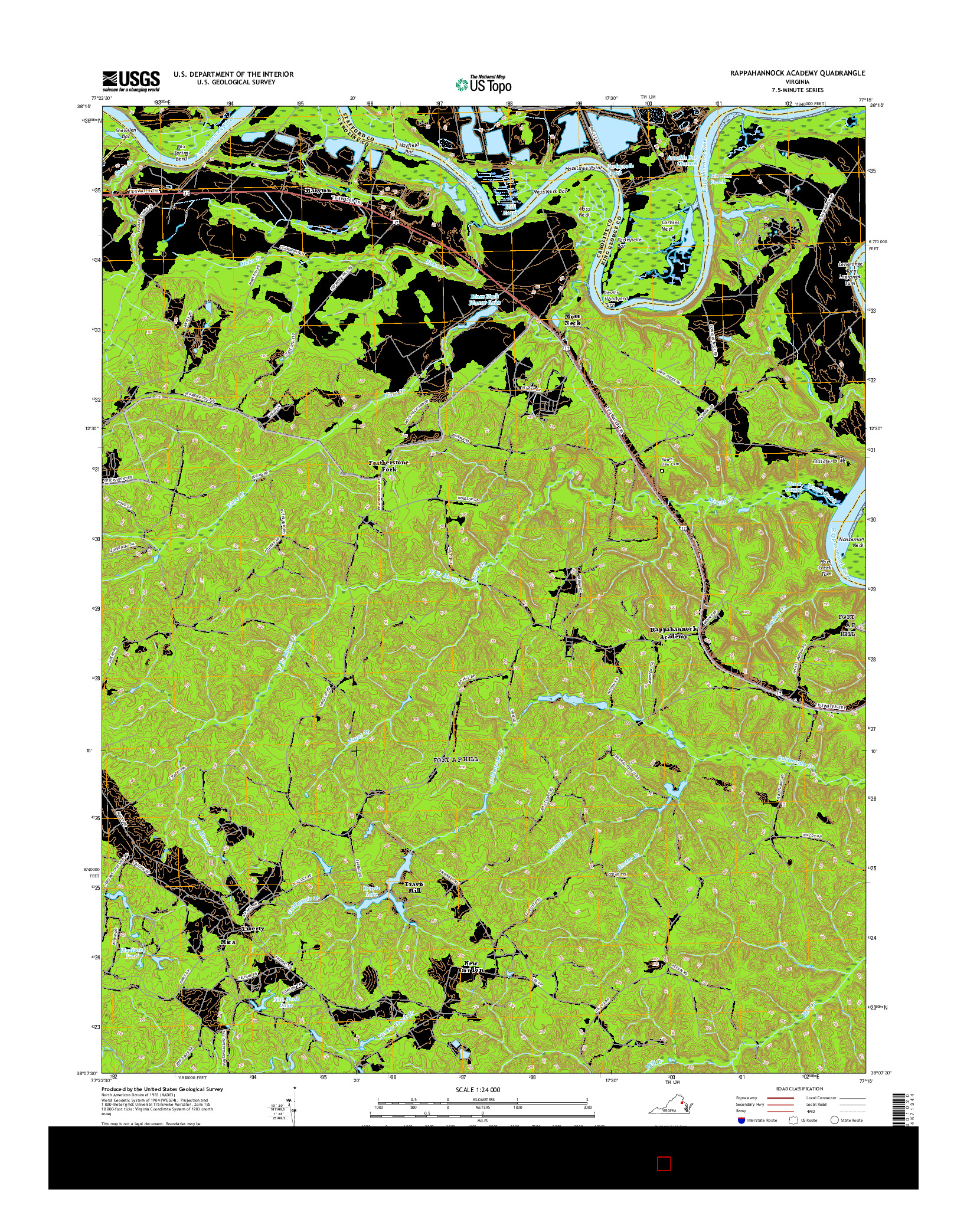 USGS US TOPO 7.5-MINUTE MAP FOR RAPPAHANNOCK ACADEMY, VA 2016