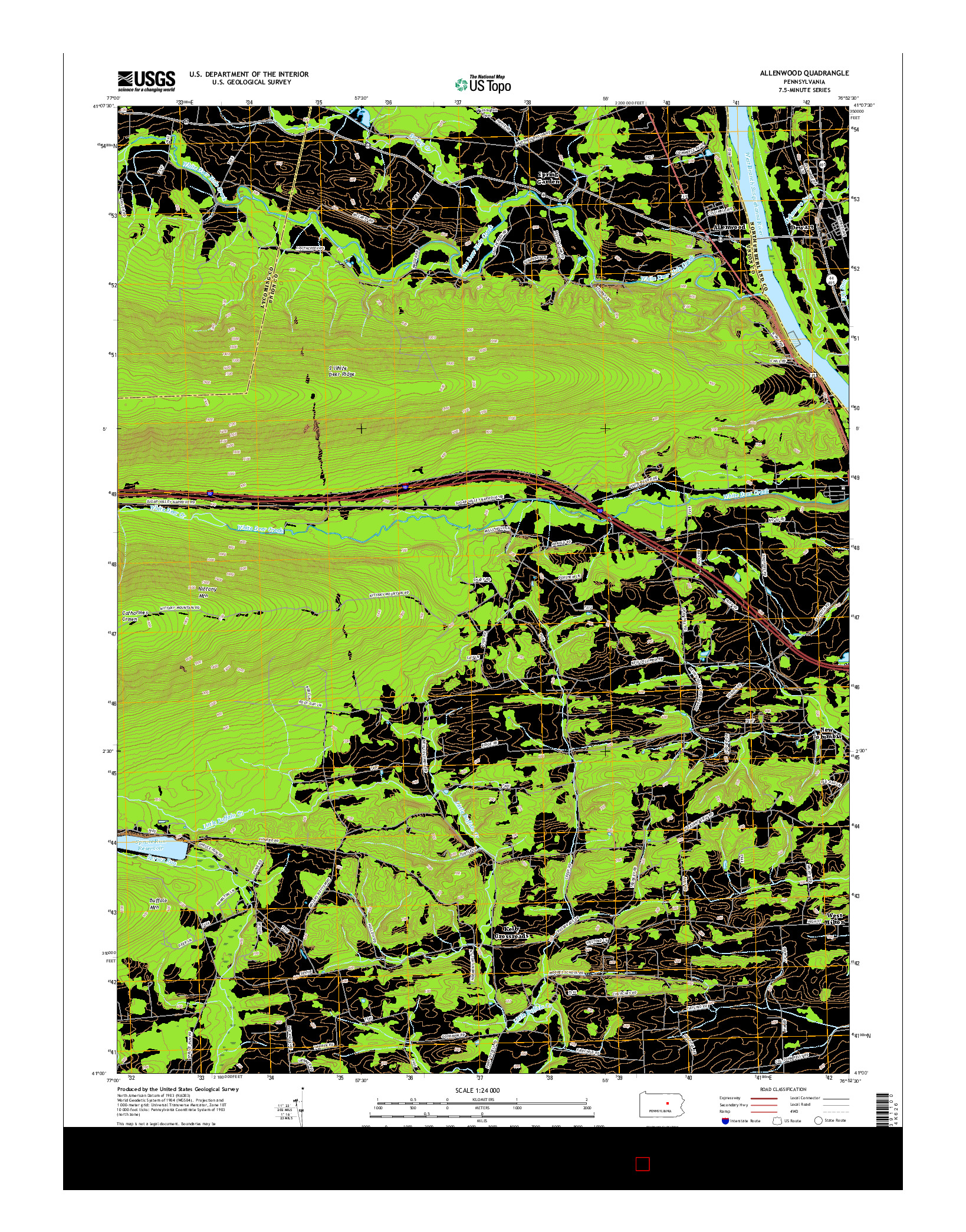 USGS US TOPO 7.5-MINUTE MAP FOR ALLENWOOD, PA 2016