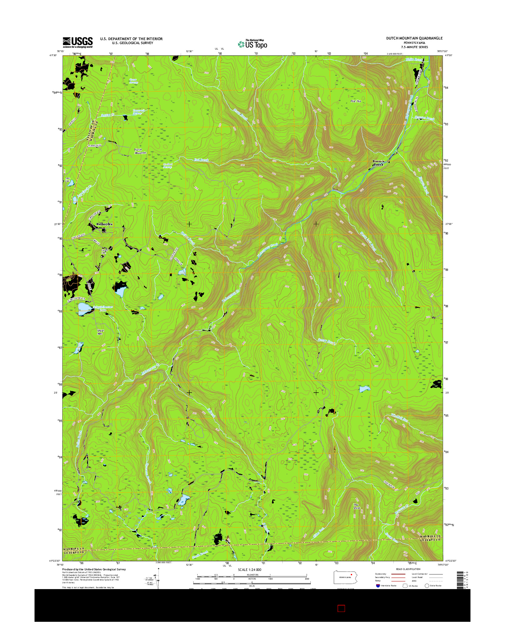 USGS US TOPO 7.5-MINUTE MAP FOR DUTCH MOUNTAIN, PA 2016