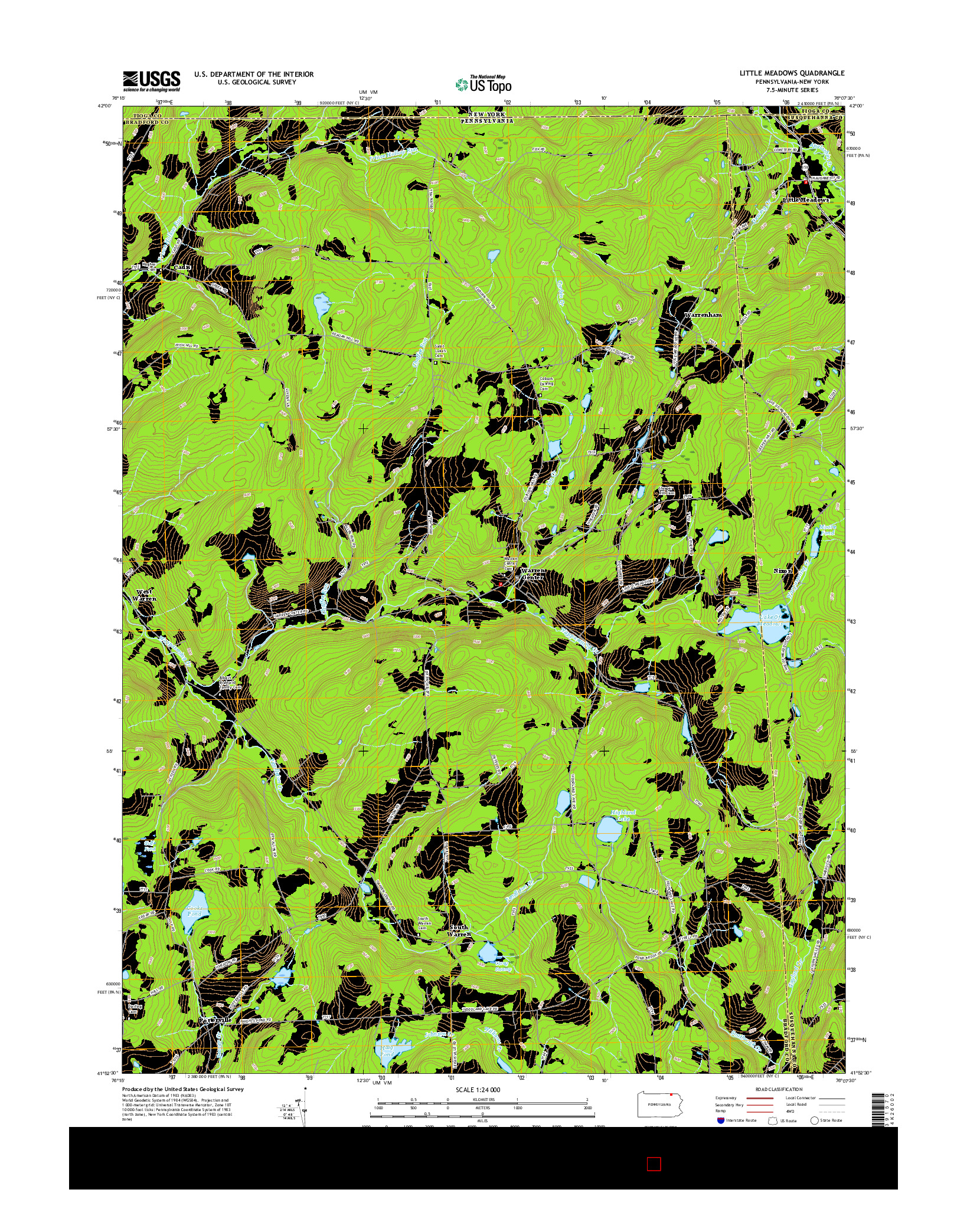 USGS US TOPO 7.5-MINUTE MAP FOR LITTLE MEADOWS, PA-NY 2016