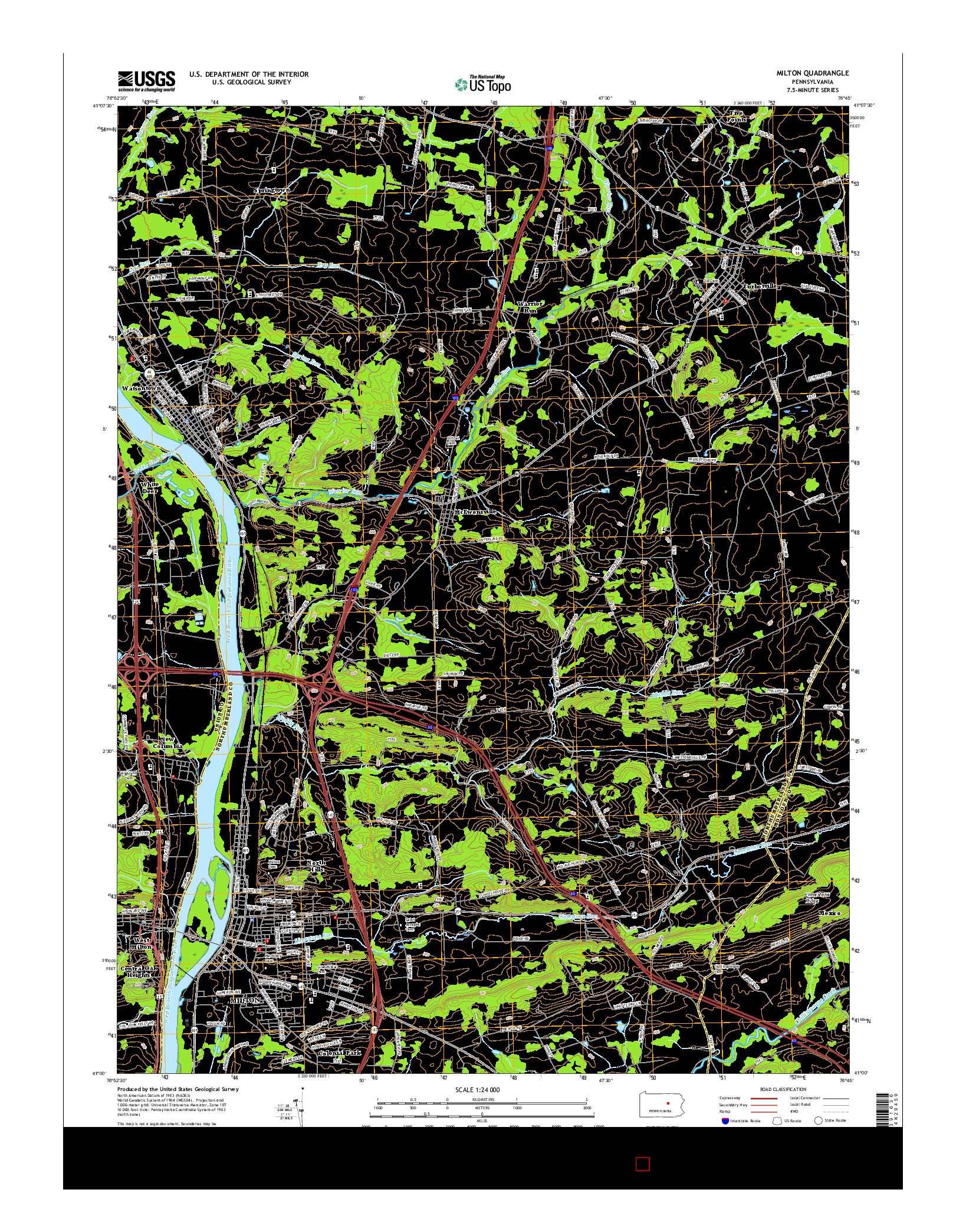 USGS US TOPO 7.5-MINUTE MAP FOR MILTON, PA 2016