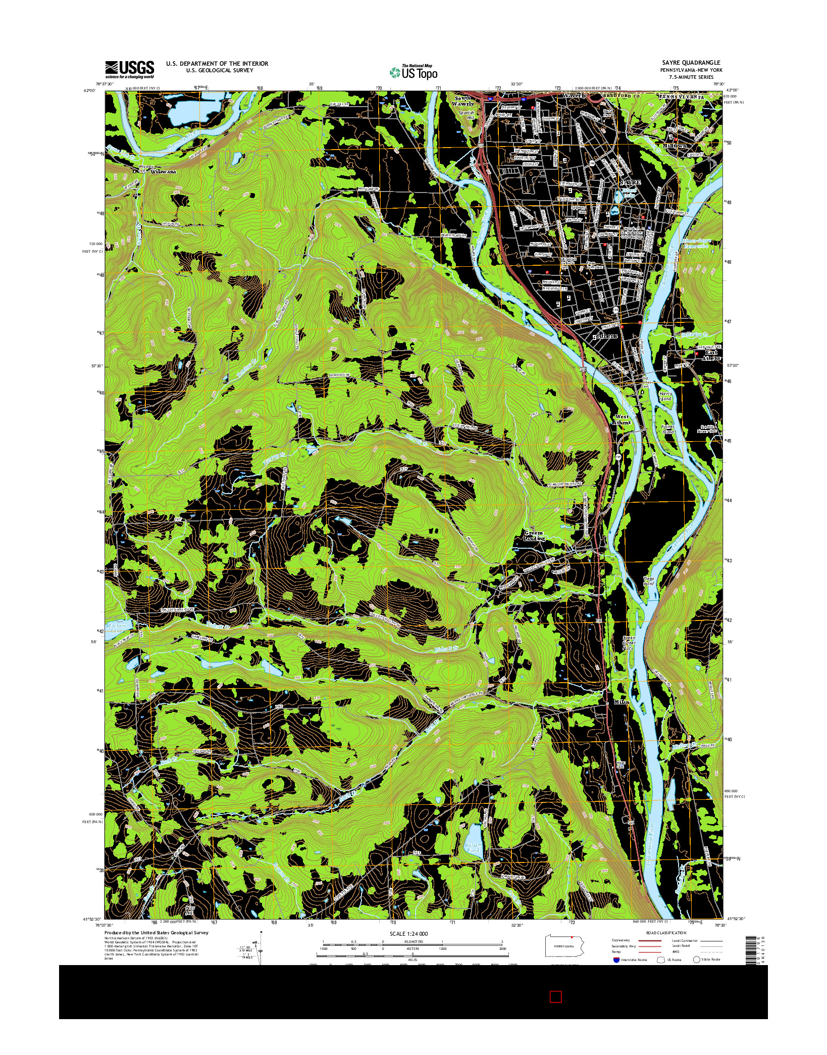 USGS US TOPO 7.5-MINUTE MAP FOR SAYRE, PA-NY 2016