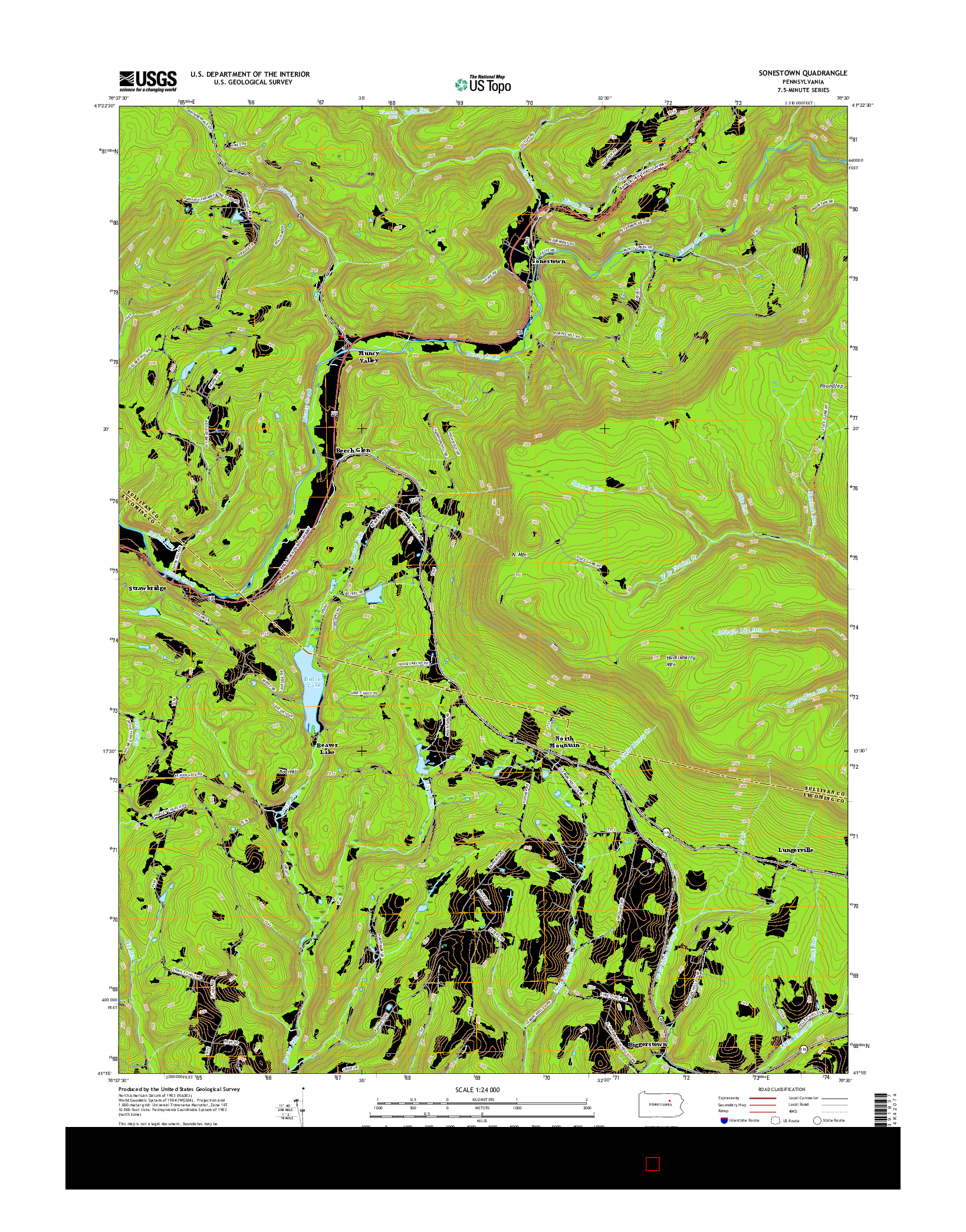 USGS US TOPO 7.5-MINUTE MAP FOR SONESTOWN, PA 2016