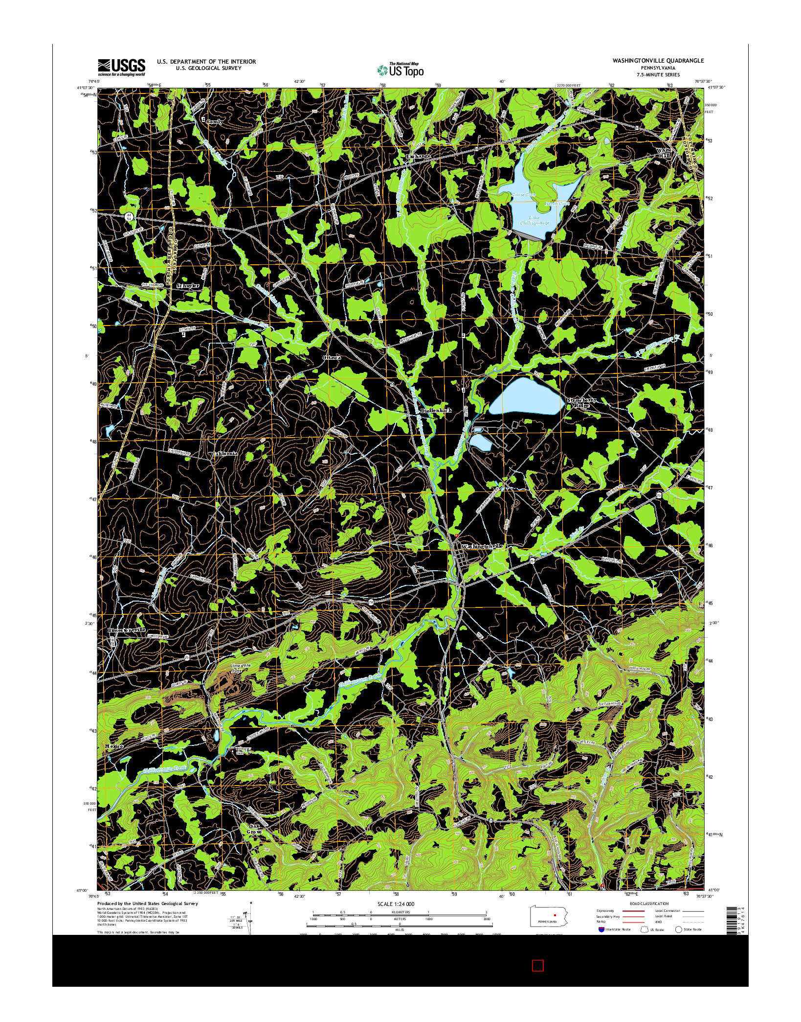 USGS US TOPO 7.5-MINUTE MAP FOR WASHINGTONVILLE, PA 2016