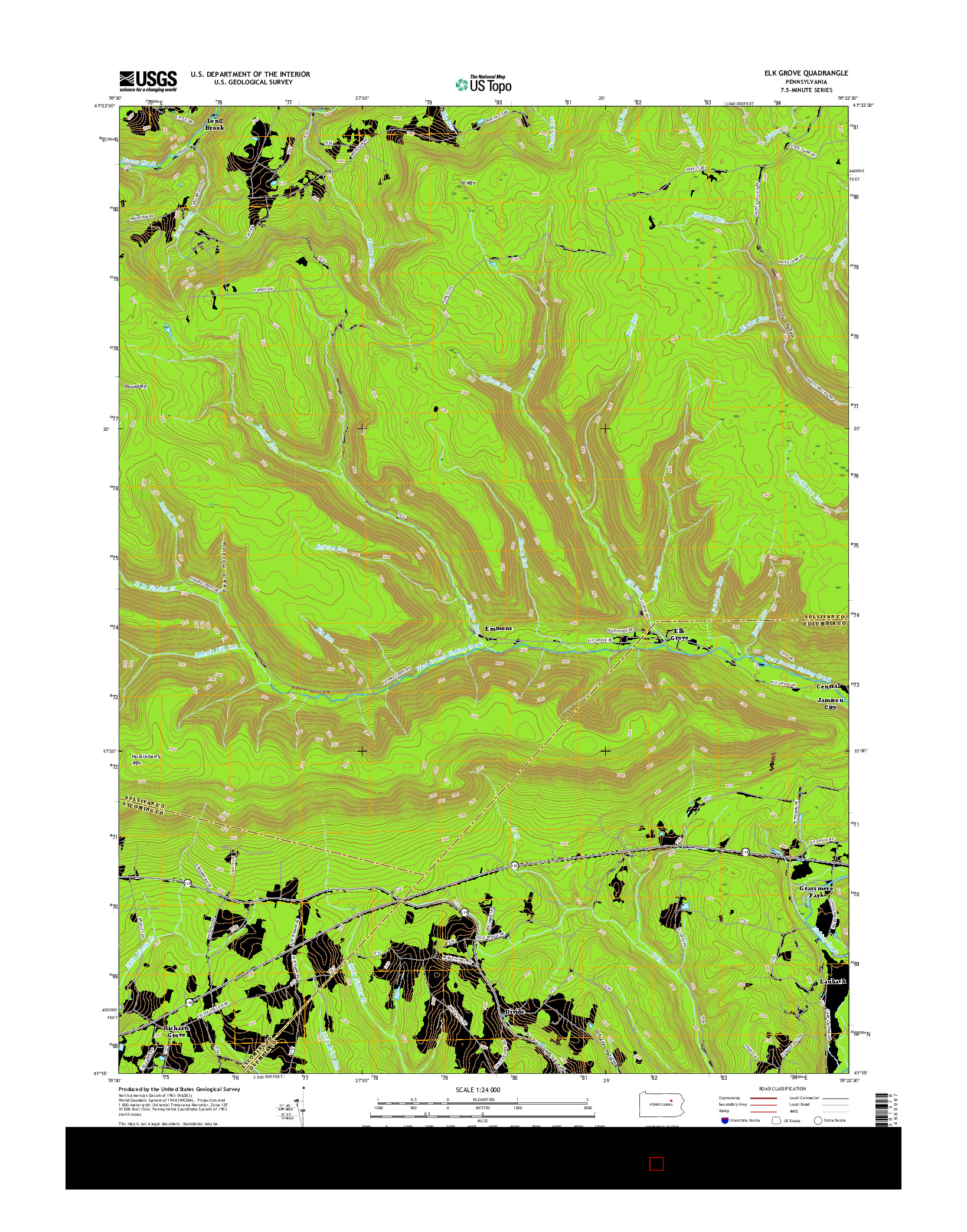 USGS US TOPO 7.5-MINUTE MAP FOR ELK GROVE, PA 2016