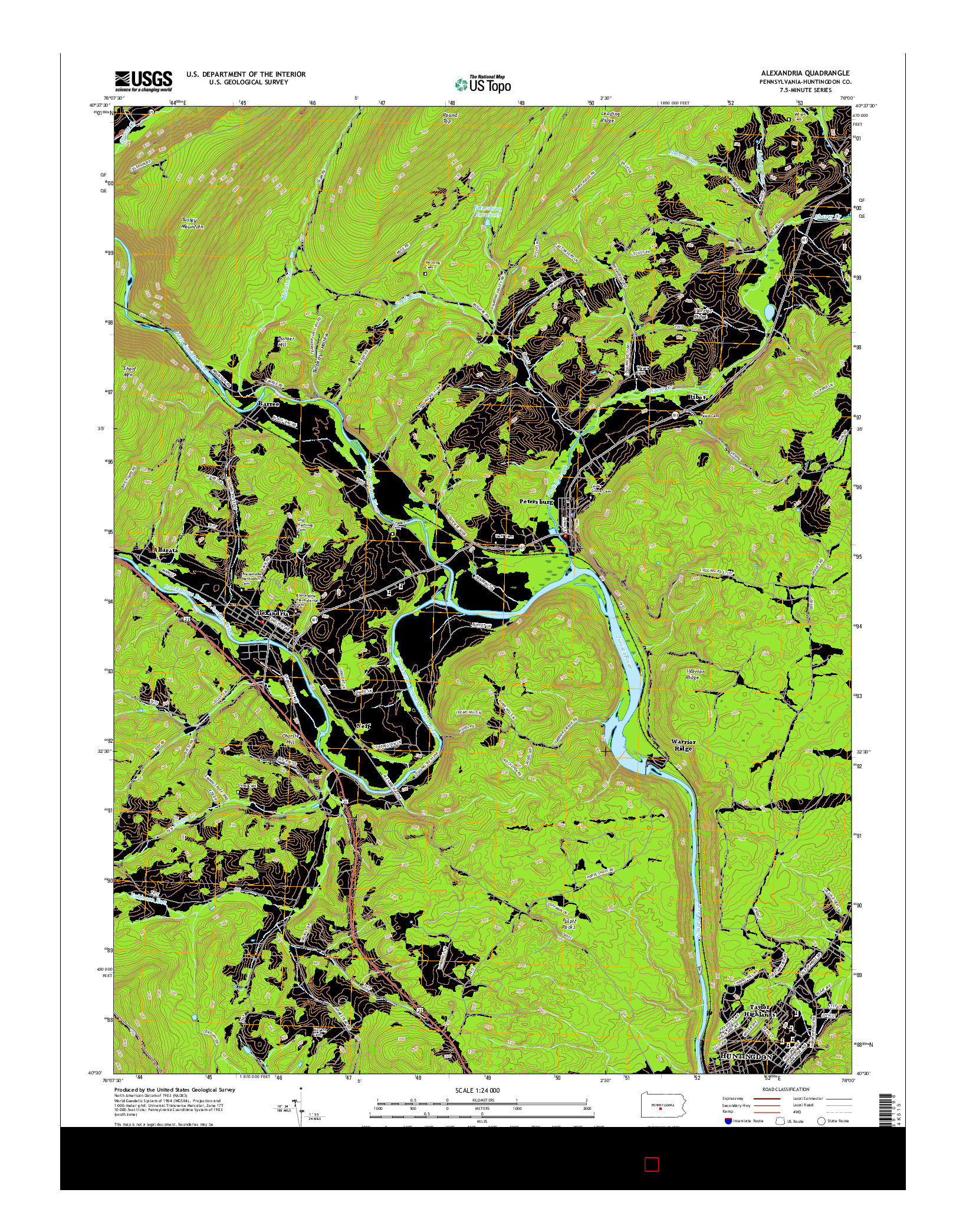 USGS US TOPO 7.5-MINUTE MAP FOR ALEXANDRIA, PA 2016
