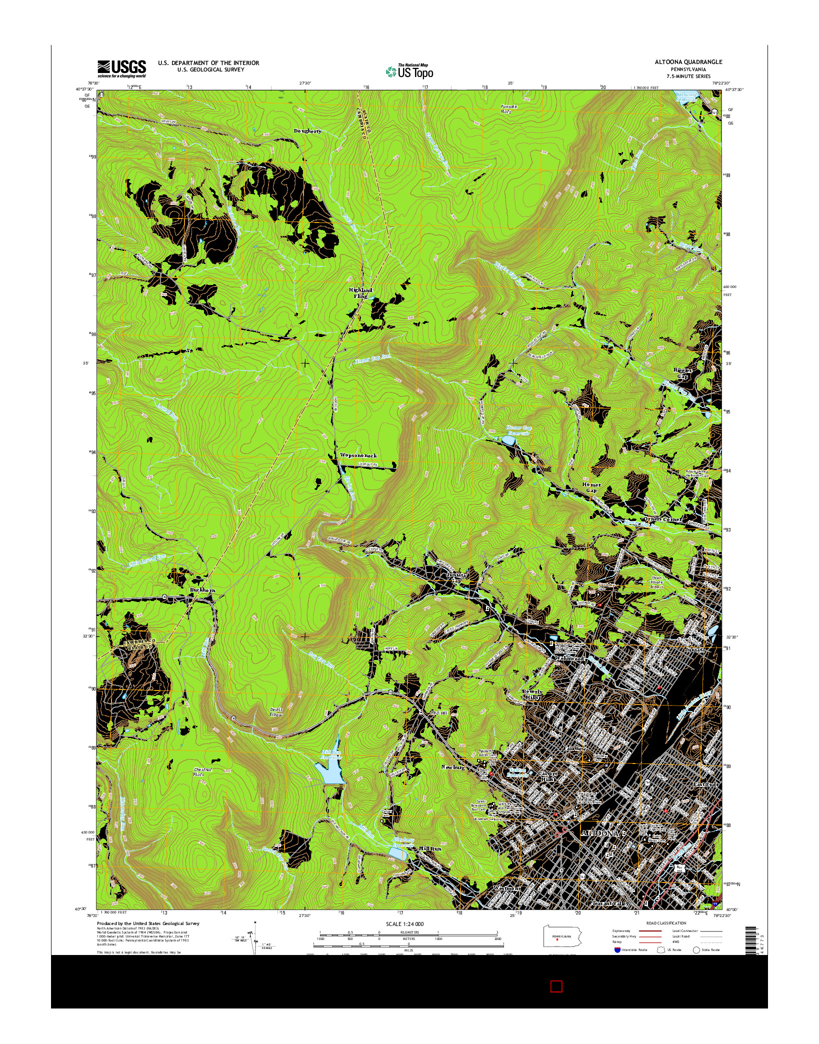 USGS US TOPO 7.5-MINUTE MAP FOR ALTOONA, PA 2016