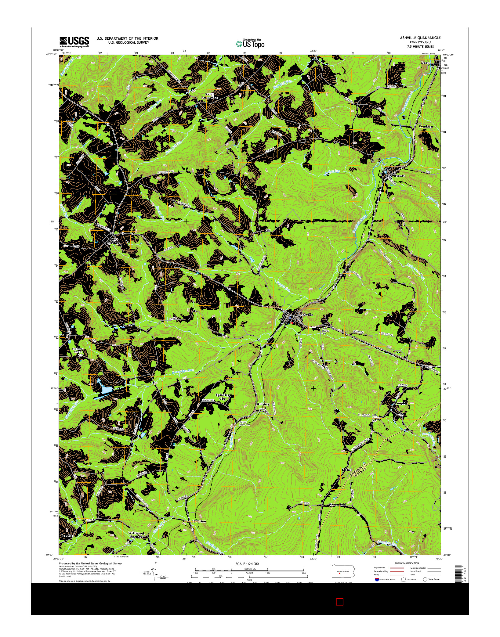 USGS US TOPO 7.5-MINUTE MAP FOR ASHVILLE, PA 2016