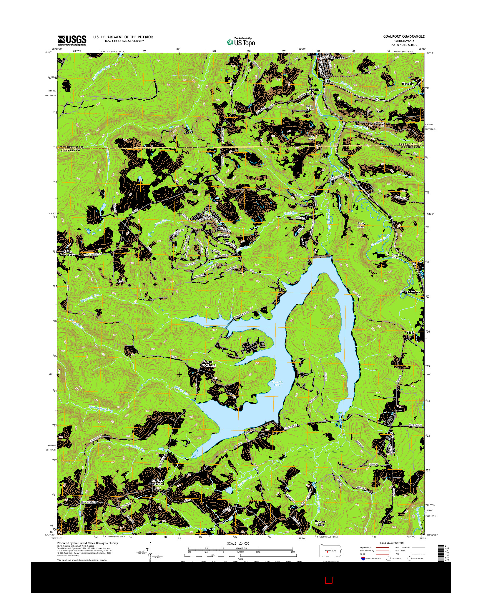 USGS US TOPO 7.5-MINUTE MAP FOR COALPORT, PA 2016