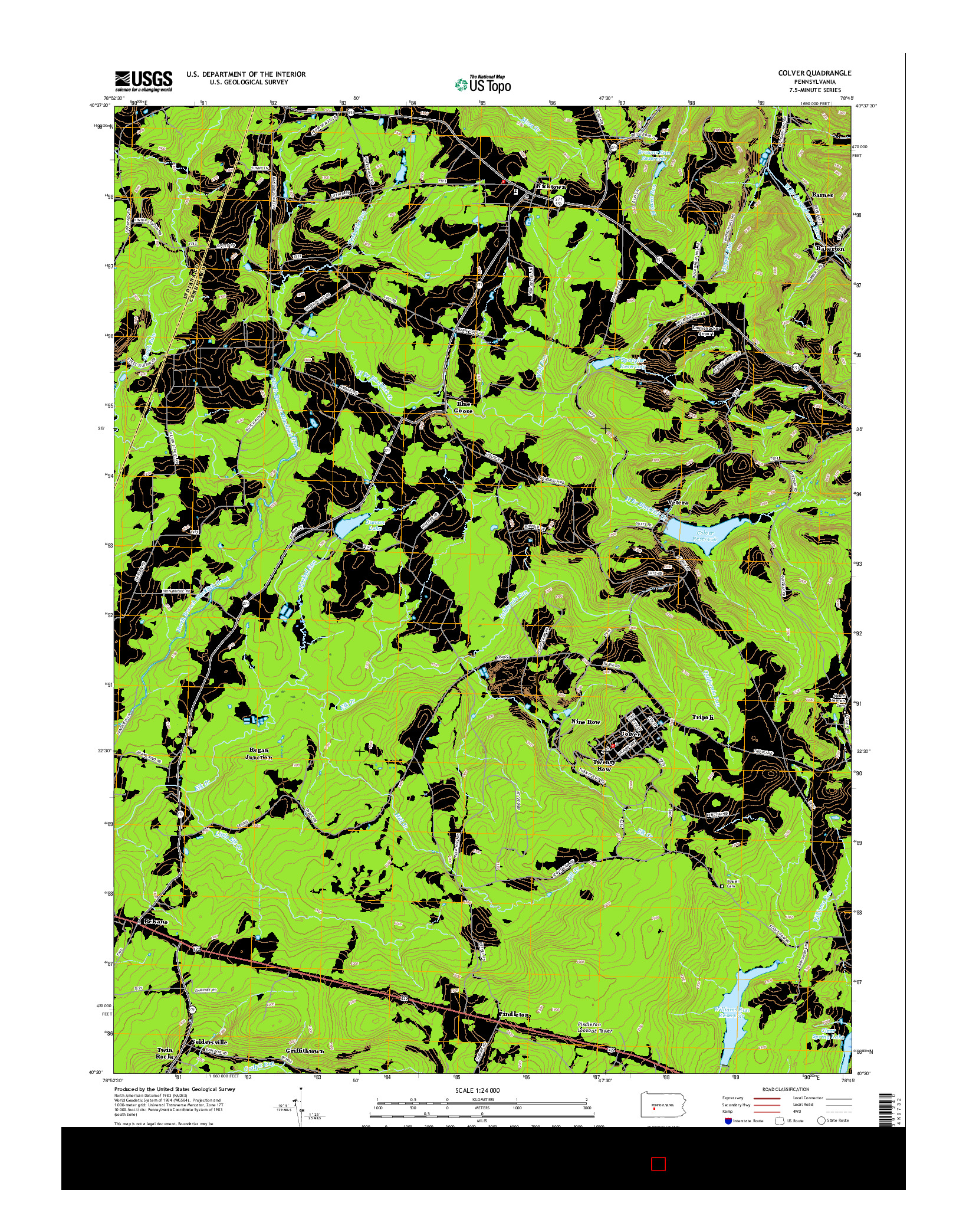 USGS US TOPO 7.5-MINUTE MAP FOR COLVER, PA 2016