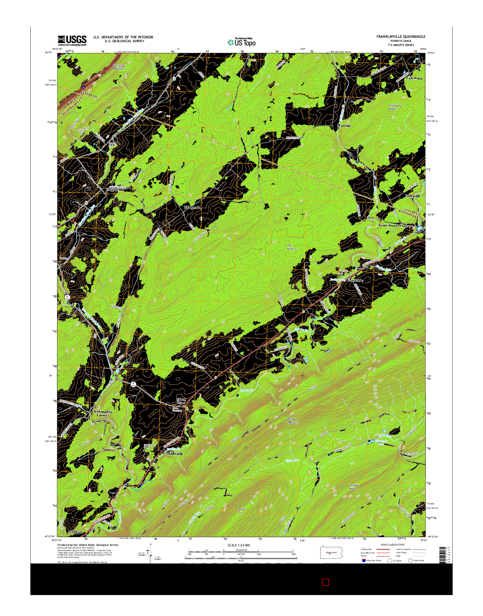 USGS US TOPO 7.5-MINUTE MAP FOR FRANKLINVILLE, PA 2016