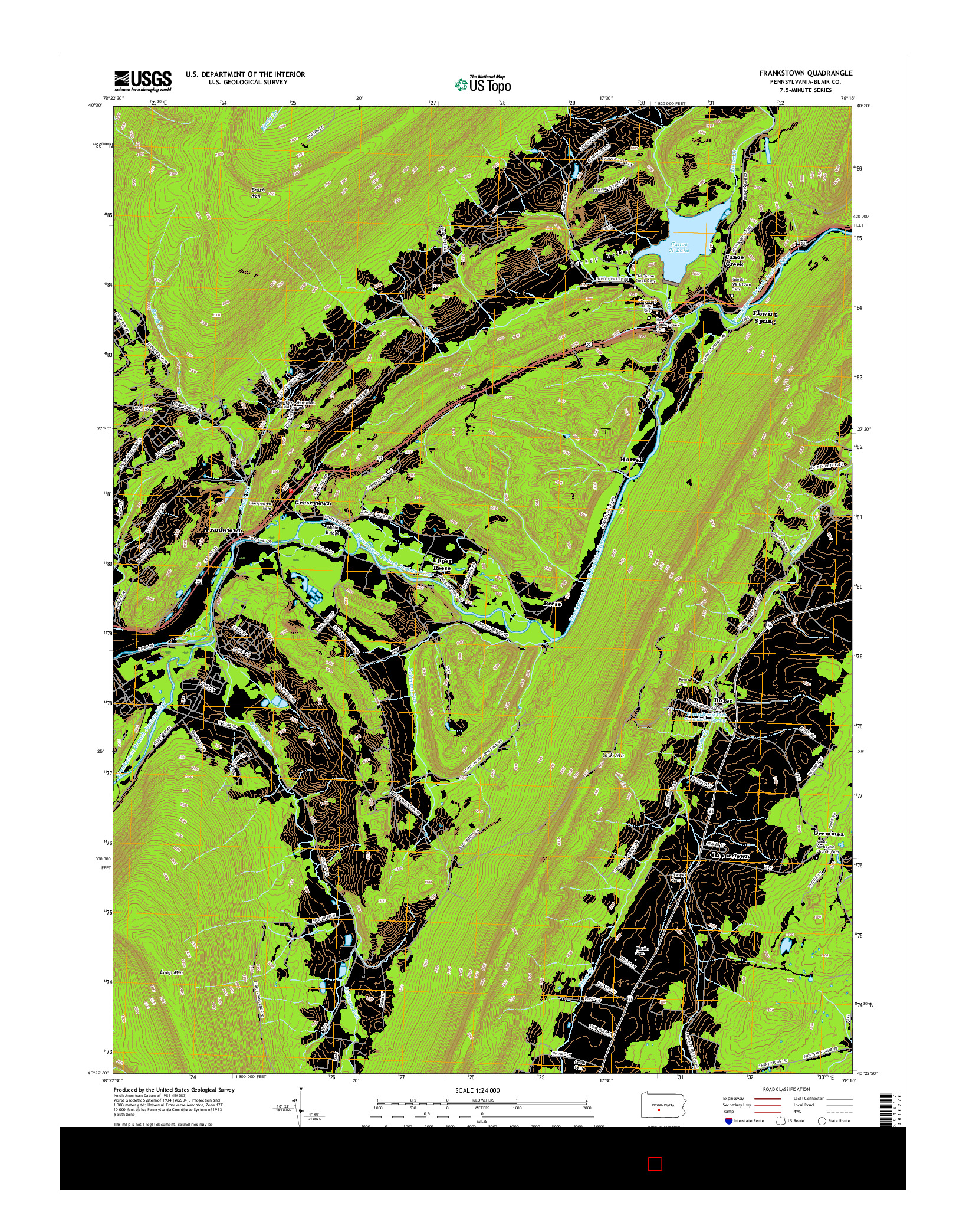 USGS US TOPO 7.5-MINUTE MAP FOR FRANKSTOWN, PA 2016