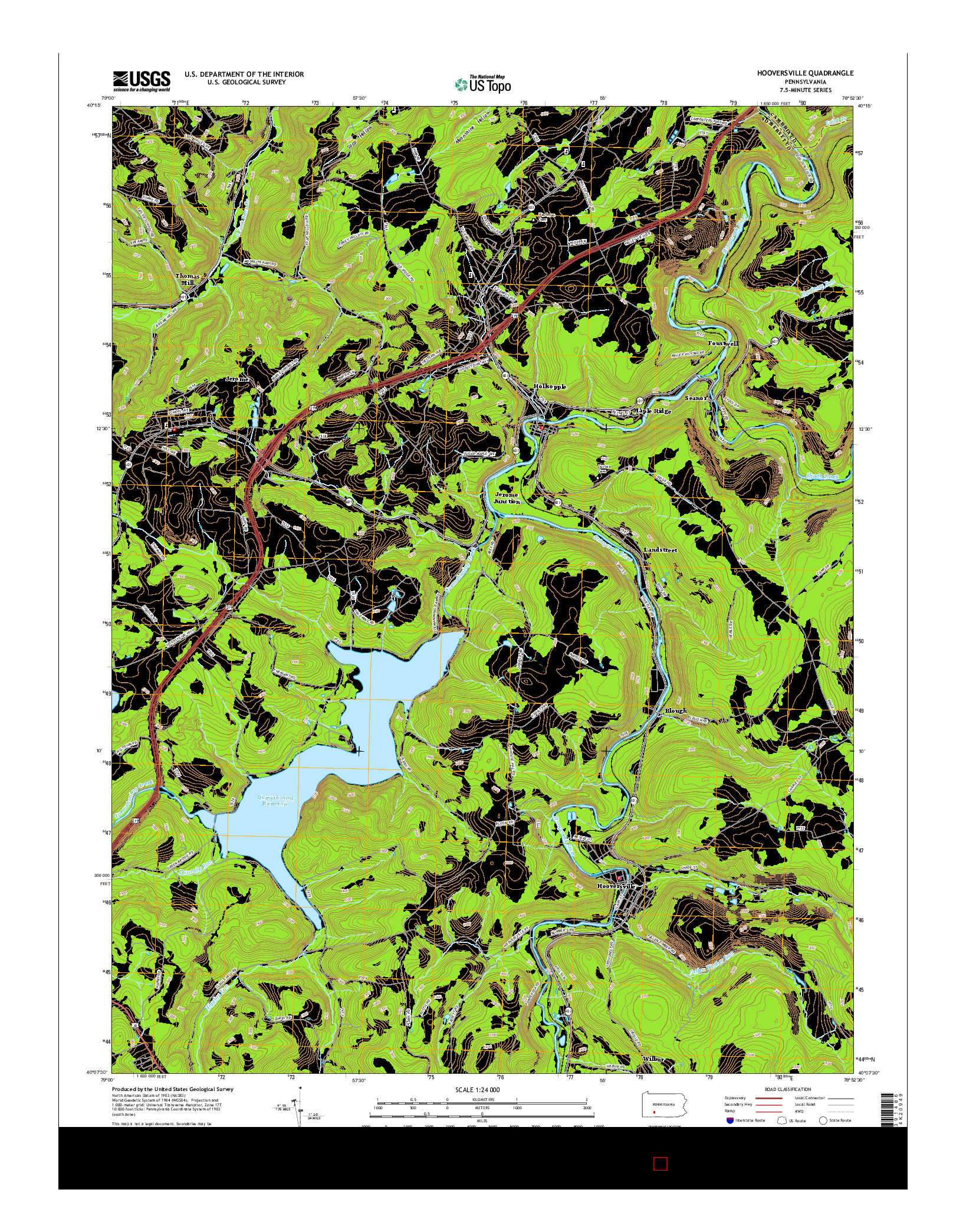 USGS US TOPO 7.5-MINUTE MAP FOR HOOVERSVILLE, PA 2016