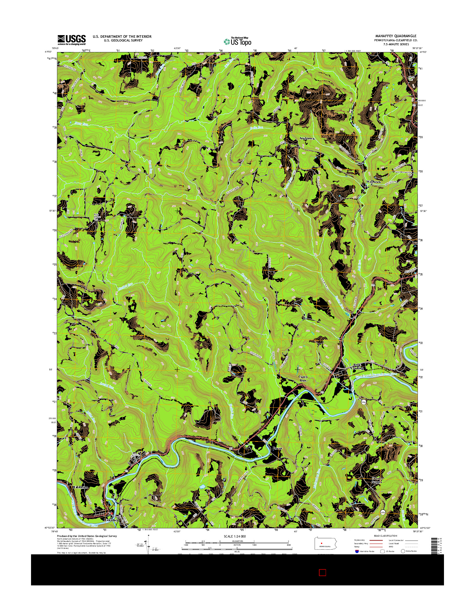 USGS US TOPO 7.5-MINUTE MAP FOR MAHAFFEY, PA 2016