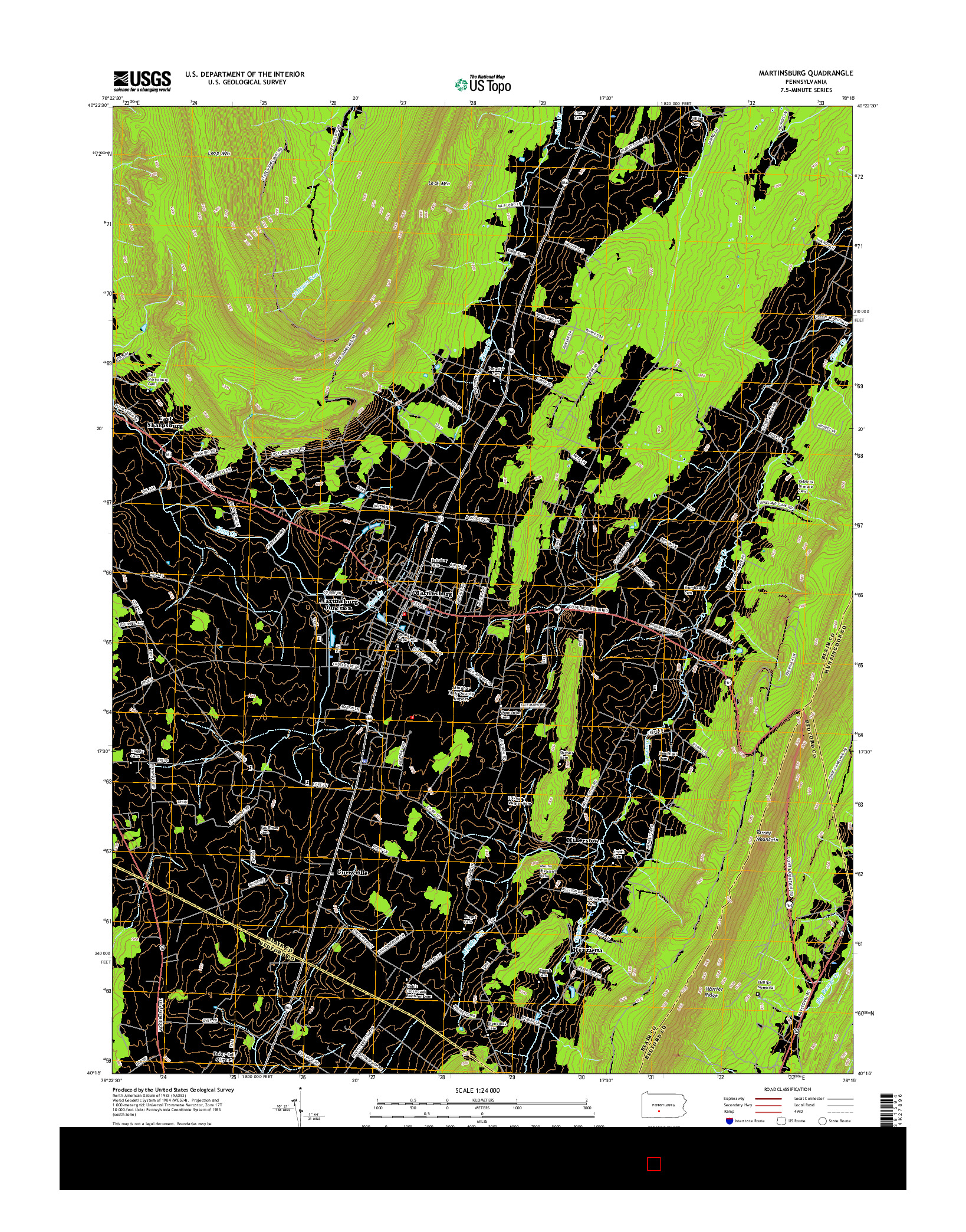USGS US TOPO 7.5-MINUTE MAP FOR MARTINSBURG, PA 2016