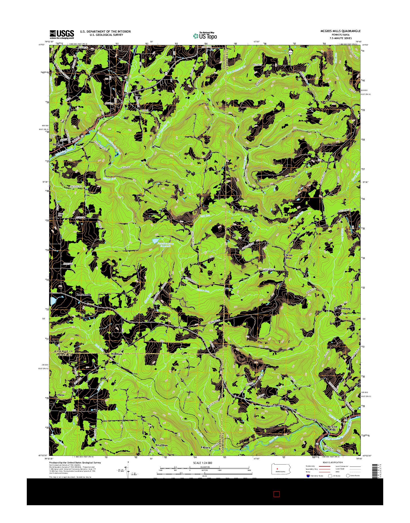 USGS US TOPO 7.5-MINUTE MAP FOR MCGEES MILLS, PA 2016