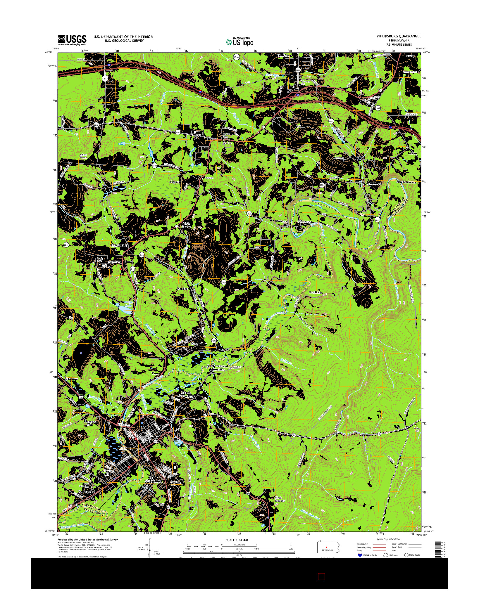 USGS US TOPO 7.5-MINUTE MAP FOR PHILIPSBURG, PA 2016